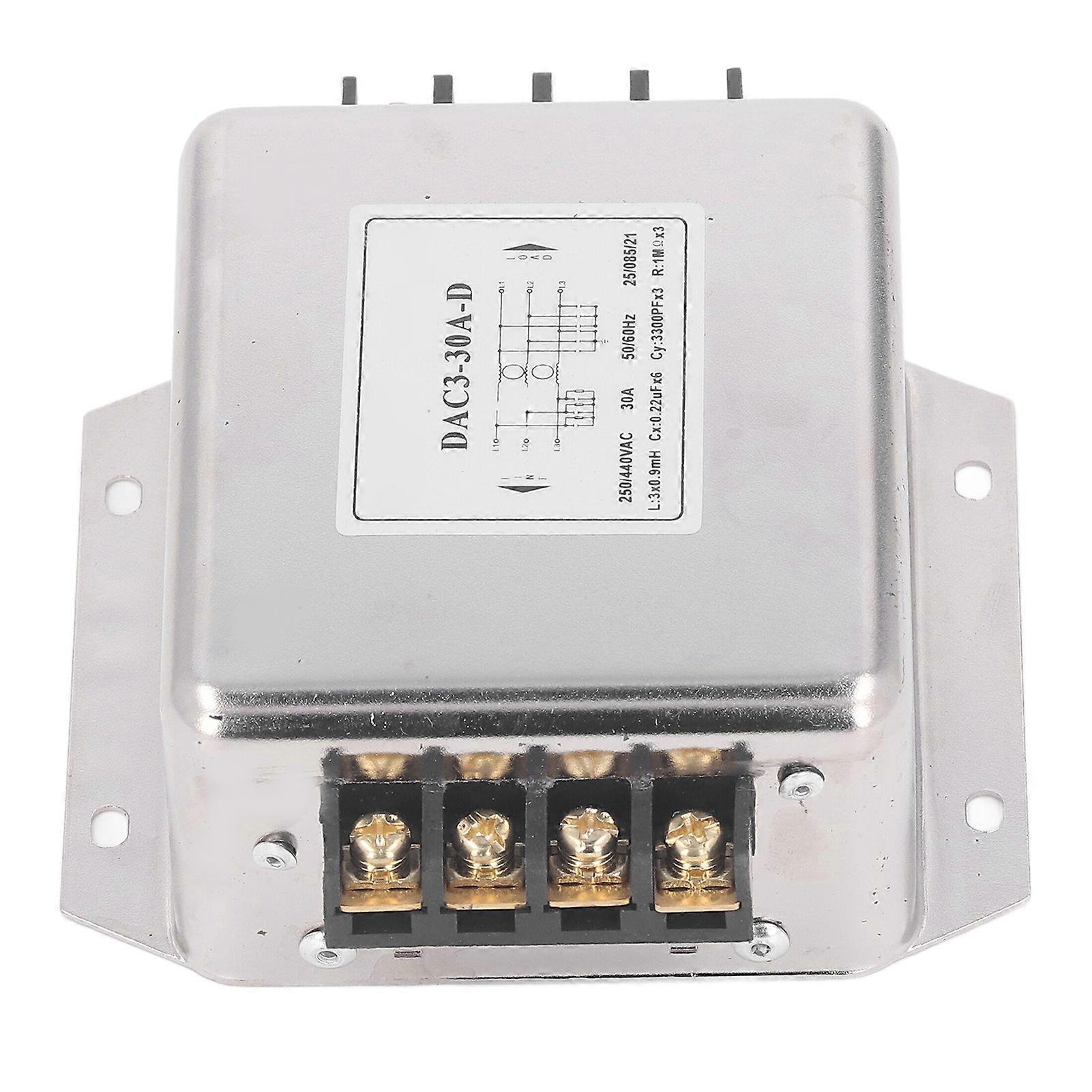 3 Phase 3 Wire Filter Terminal Block Power EMI Filter Noise Suppressor Filter AC250V 440V 50/60Hz 