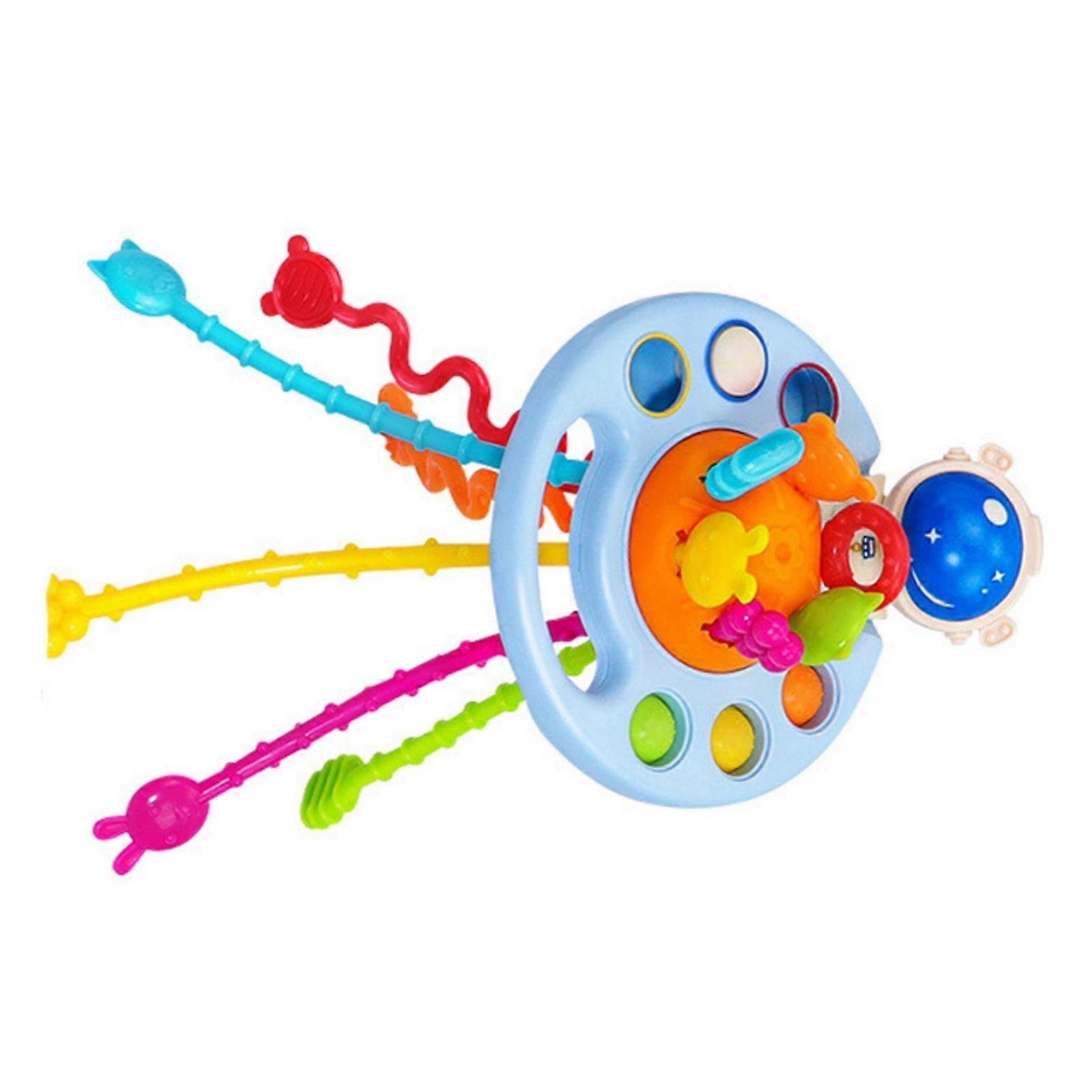 Sturdy Anti Drop Toddler Plaything Supports Cognitive Growth With Engaging Push Pull Mechanics For Ages 1 2 3  Blue space