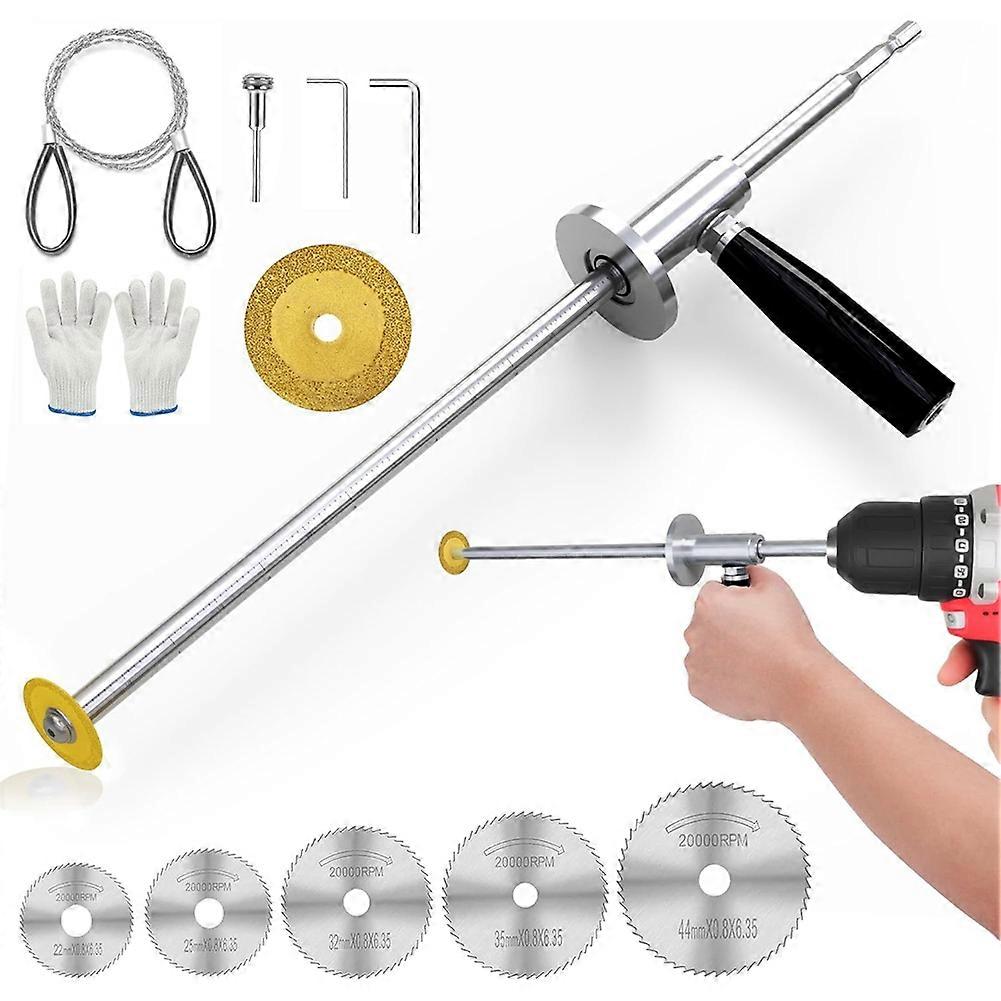 Inside Pipe Cutter for Pvc Pipe with Handle and Diamond Grit Cutting Wheel, 7 Inch Adjustable Cutting Depth Gauge Guide