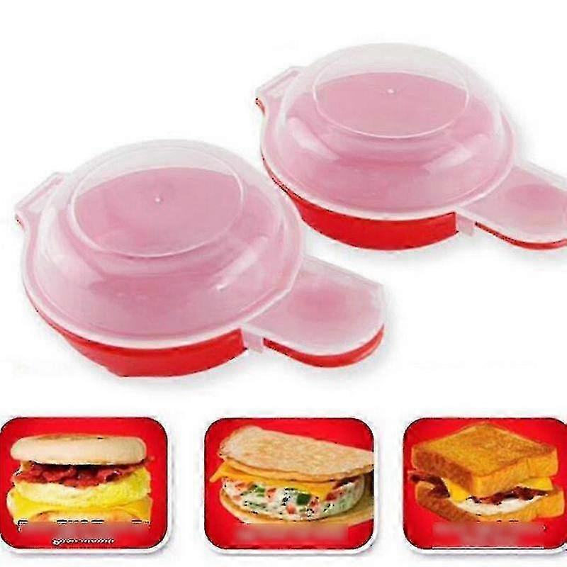 II Sets Microwave Egg Boiler 1 Minute Fast Hamburg Omelet Maker Kitchen Cooking Tools red And Clear