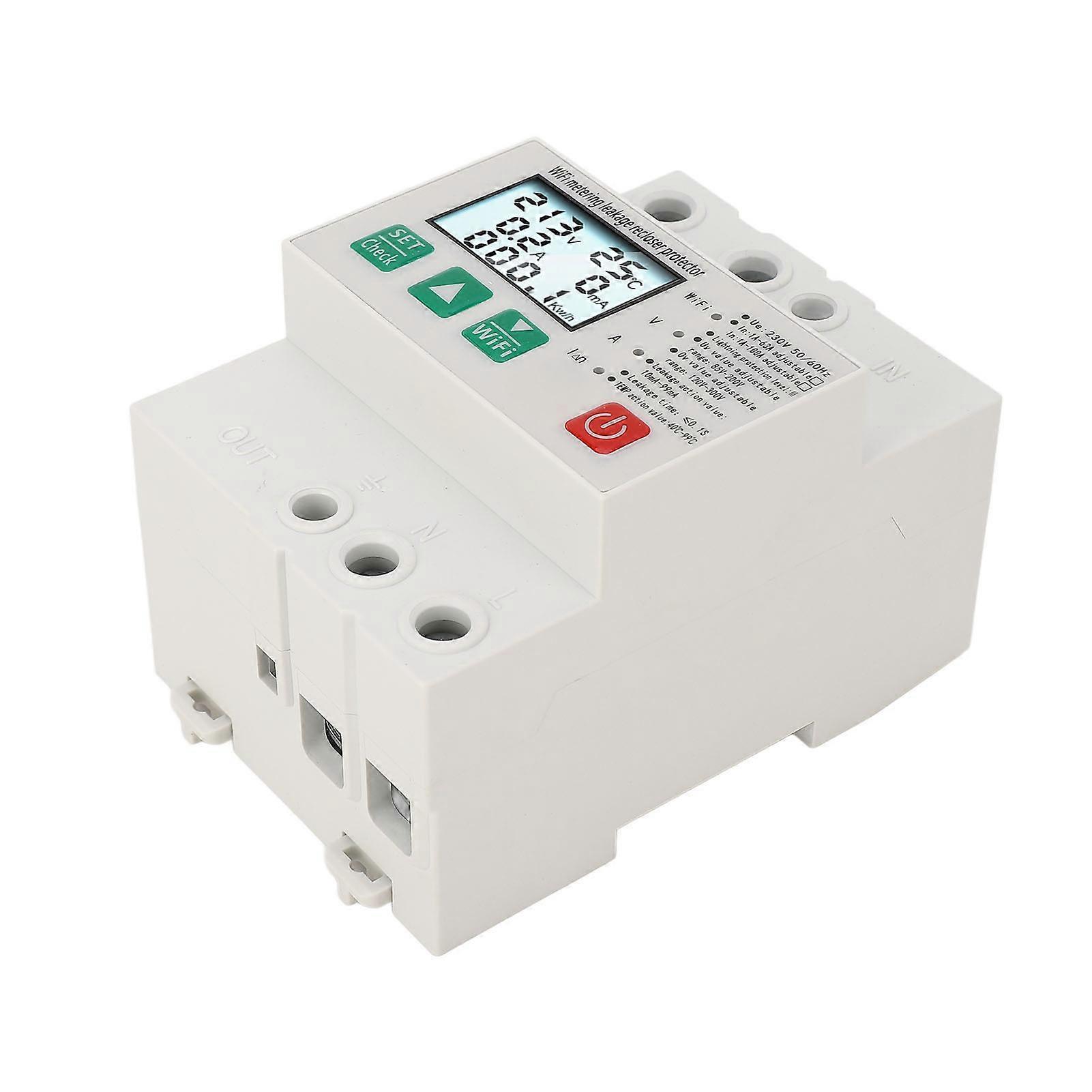 Smart WiFi Circuit Breaker Over Under Voltage Leakage Lightning Protector with Power Count AC230 50 Or 60HZ 1A to 63A