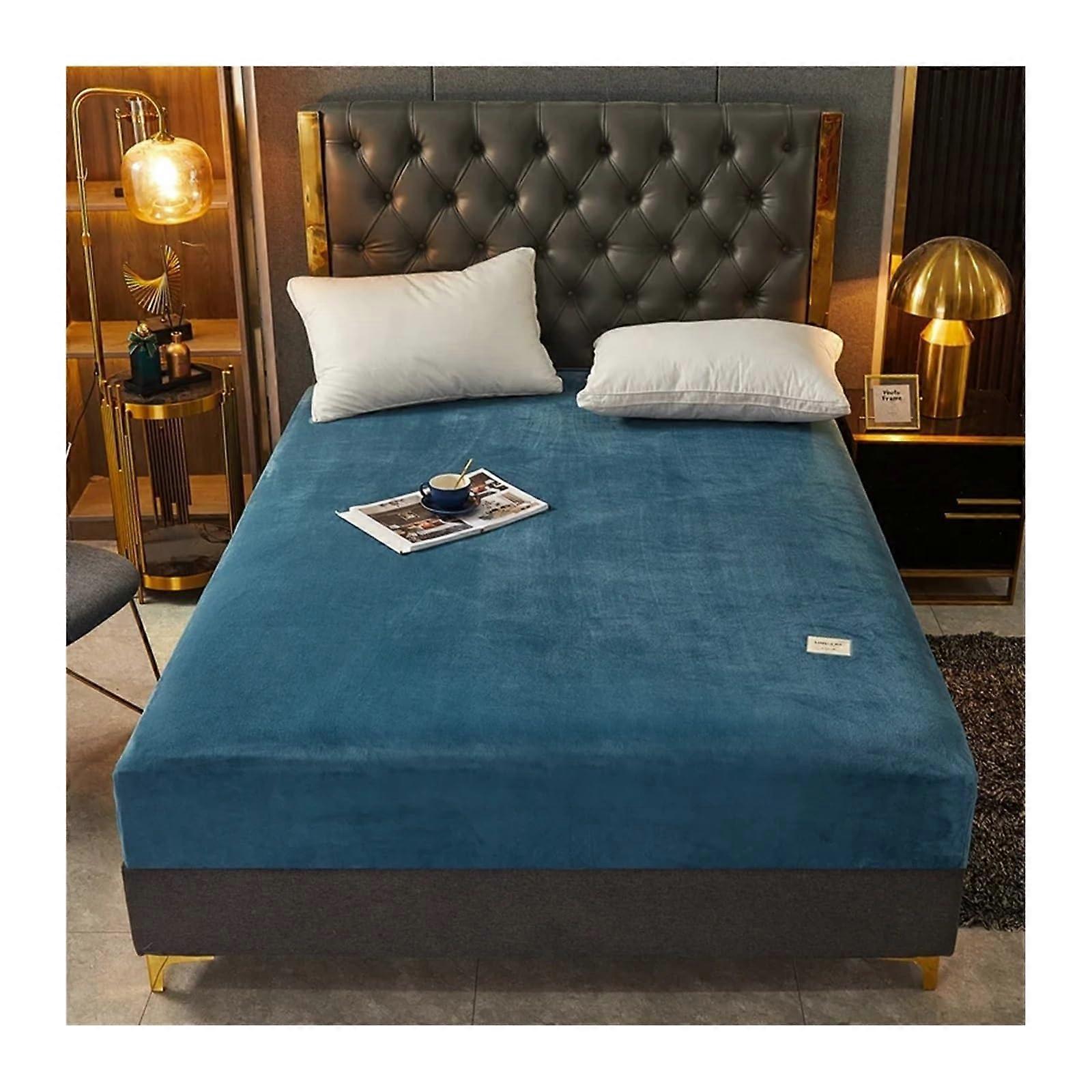 Fitted Sheet Solid Color Plush Winter Warm With Elastic Band 90x200x30cm 1Pcs