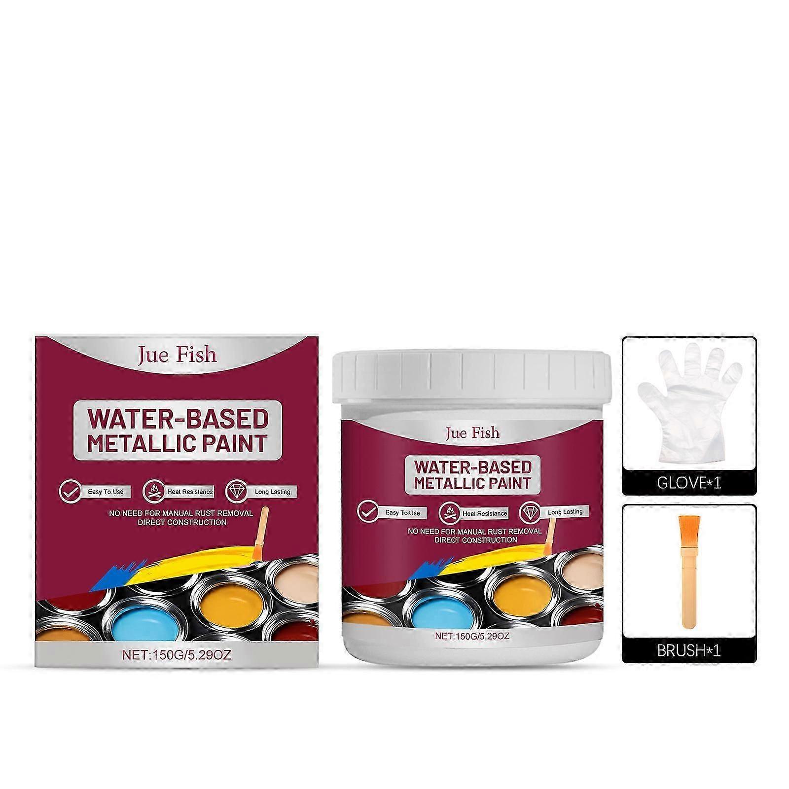 Black Water-Based Metallic Anti-Rust Paint with Brush - Eco-Friendly