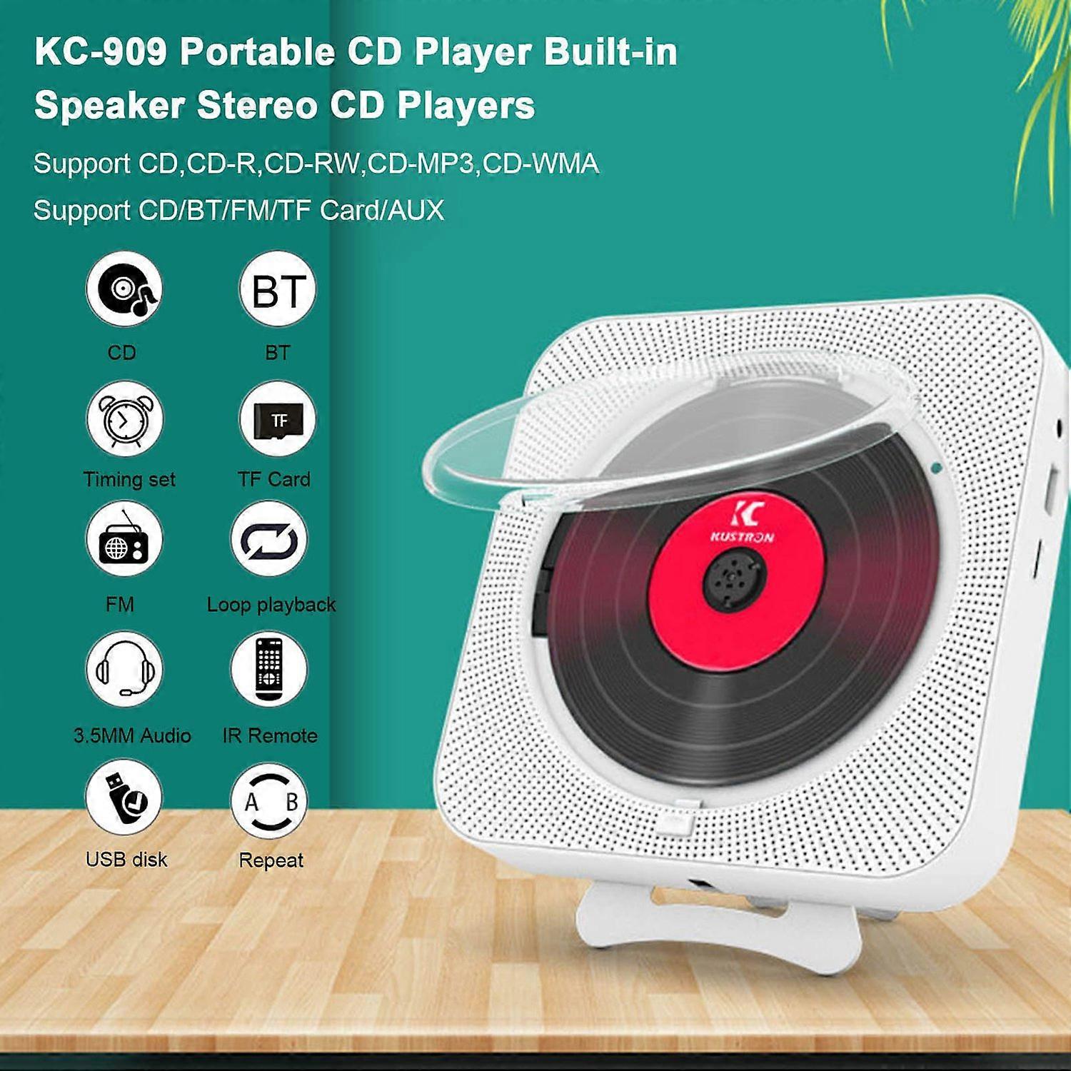 Portable CD Player Built in Speaker Stereo CD Players LED Screen Wall Mountable CD Music Player with