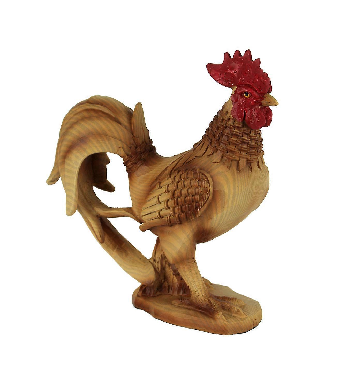 Faux træskærerarbejde bambus Look stående Rooster Statue
