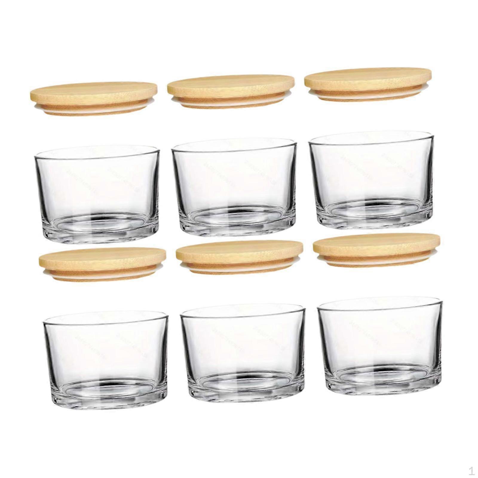 6x Thick Candle Jars for Making Candles,Sample Container,Home DIY Containers Empty with Wood