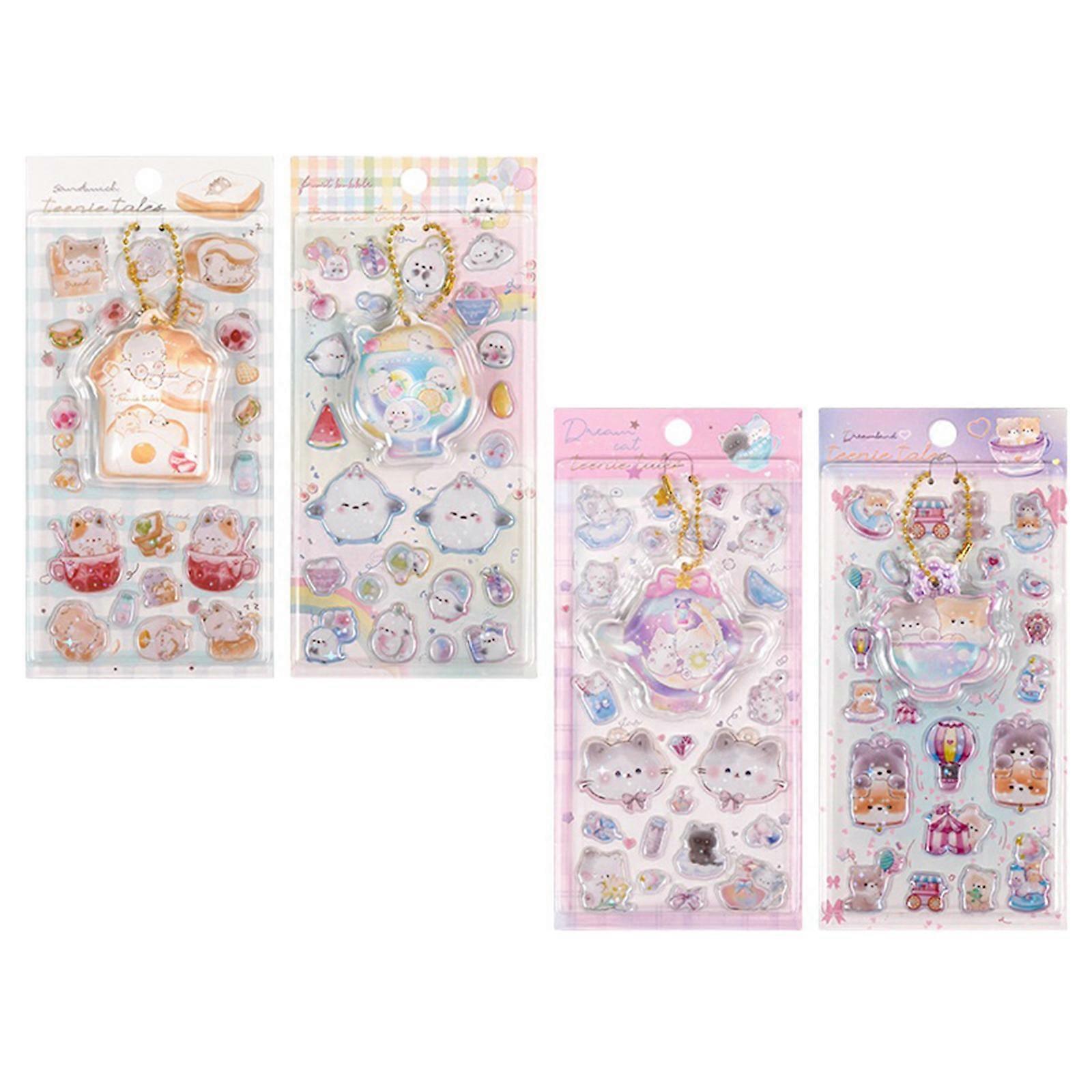 Cute 3D Sticker Cartoon Sticker Tiny Handcraft Sticker Reusable Tiny Patches for Water Bottle, Notebook, Scrapbooking Multicolor