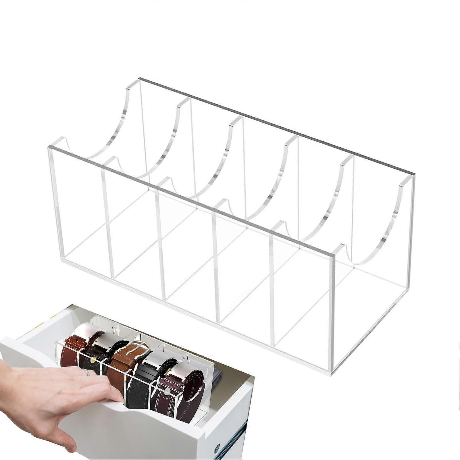 Belt Storage Organizer Acrylic Belt Rack Clear Tie Case Display P Medium 5 Grid Compartments