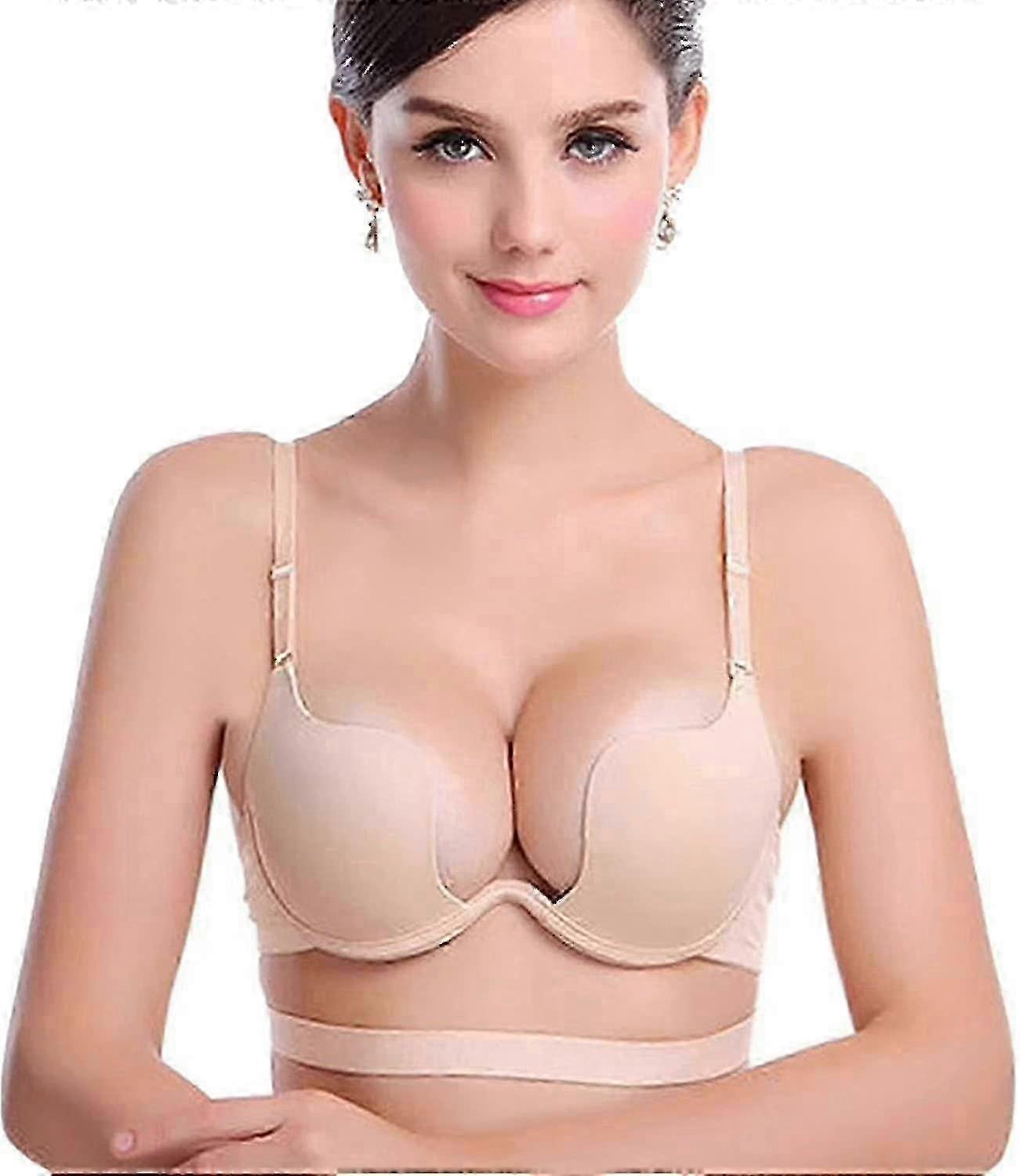 Essential Deep U-Shape Multi-Way Push-Up Bra with Low Cut Plunge Ideal for Party Costumes and Gift Sets for Women