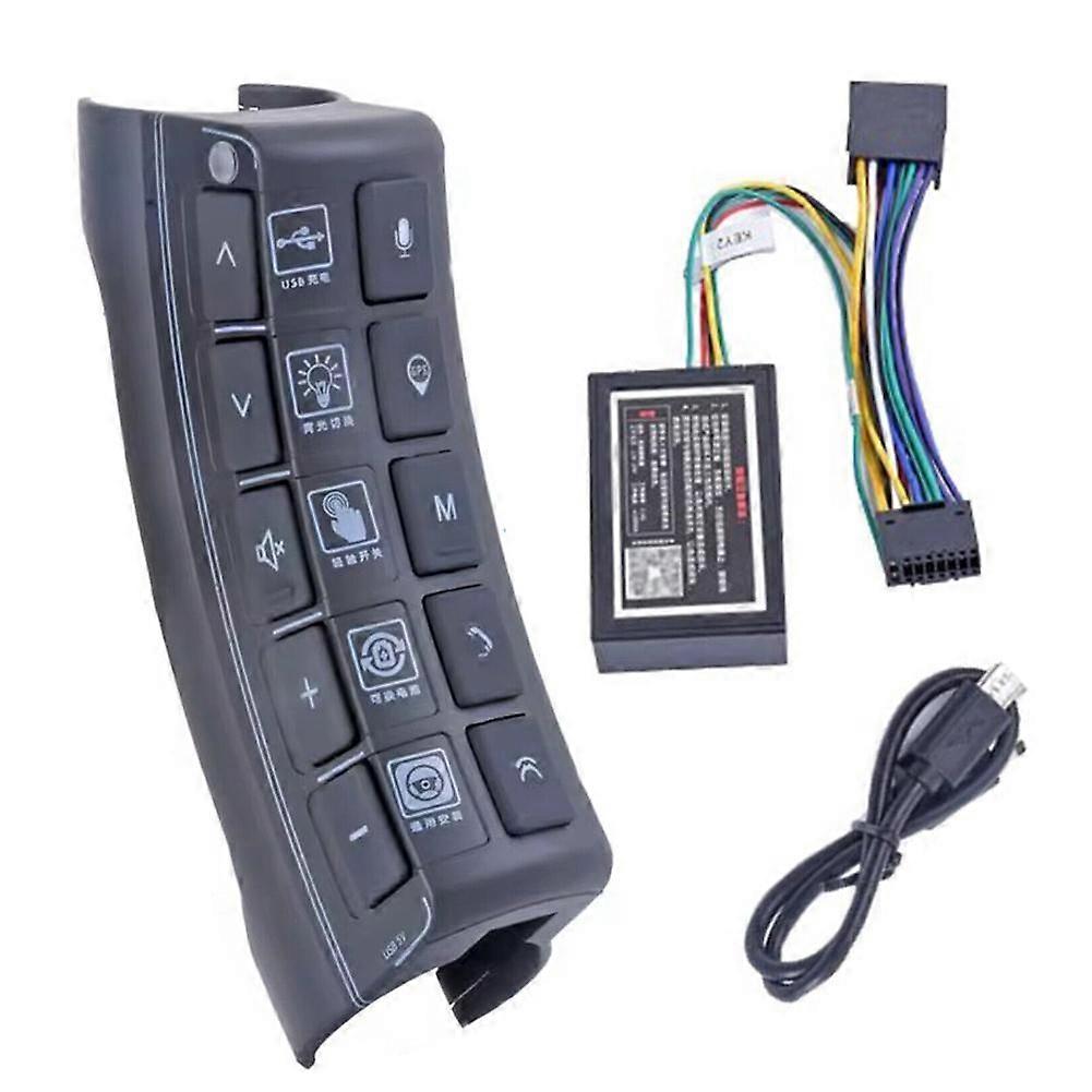 Universal Steering Wheel Control 11 Keys Backlight Quick Installation High Frequency Encrypted Signal For Car Truck Van Navigation