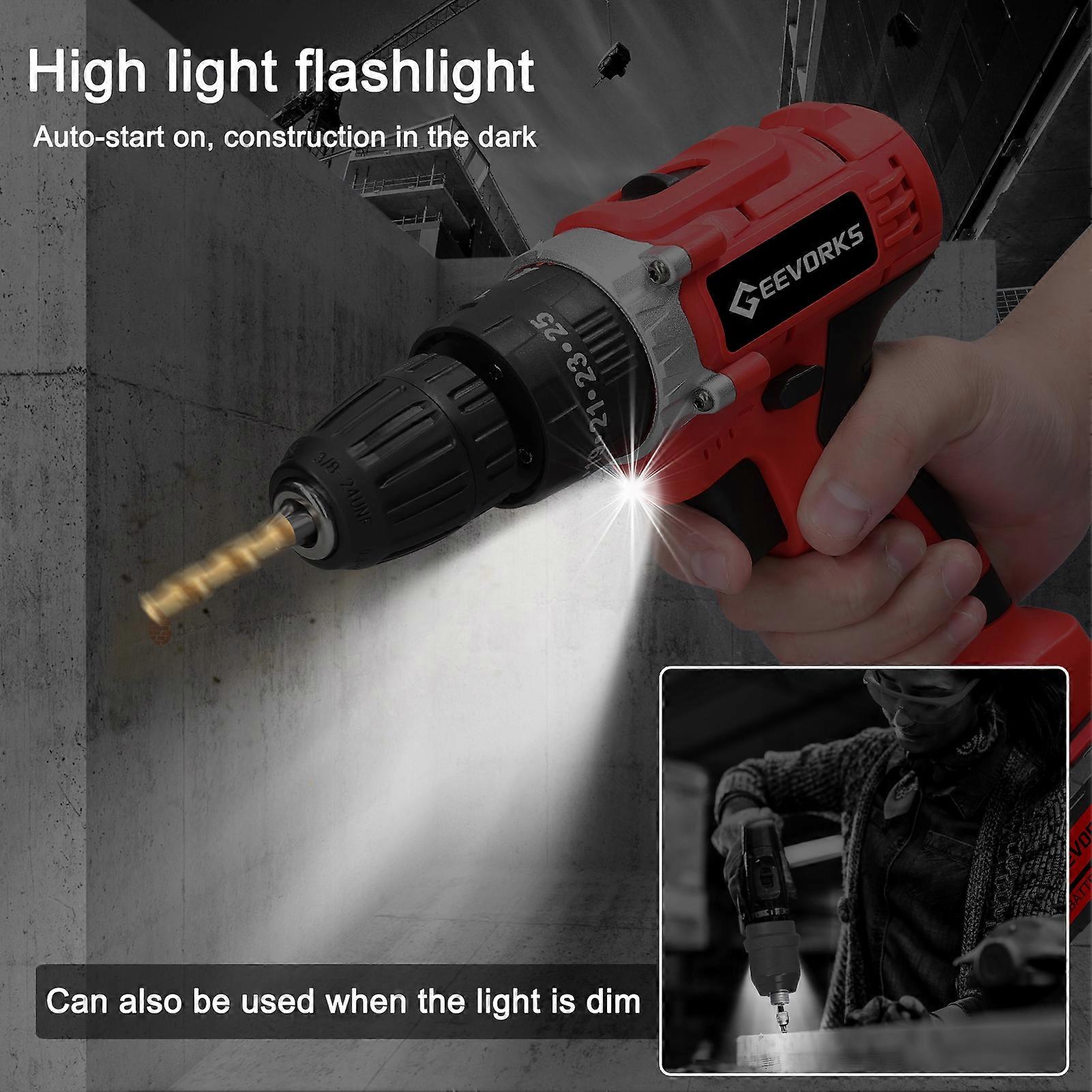 Household 3in1 Multifuctional Electric Drill Handheld Lithium Screwdriver 21V Impact Drill Brushed Motor 2 Speeds Control