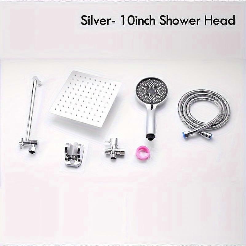 8" & 10" Square Top Sprayer Shower Set - 3-Function Handheld, Adjustable Stainless Steel Arm, Water-Saving, Anti-Clog, Easy Install