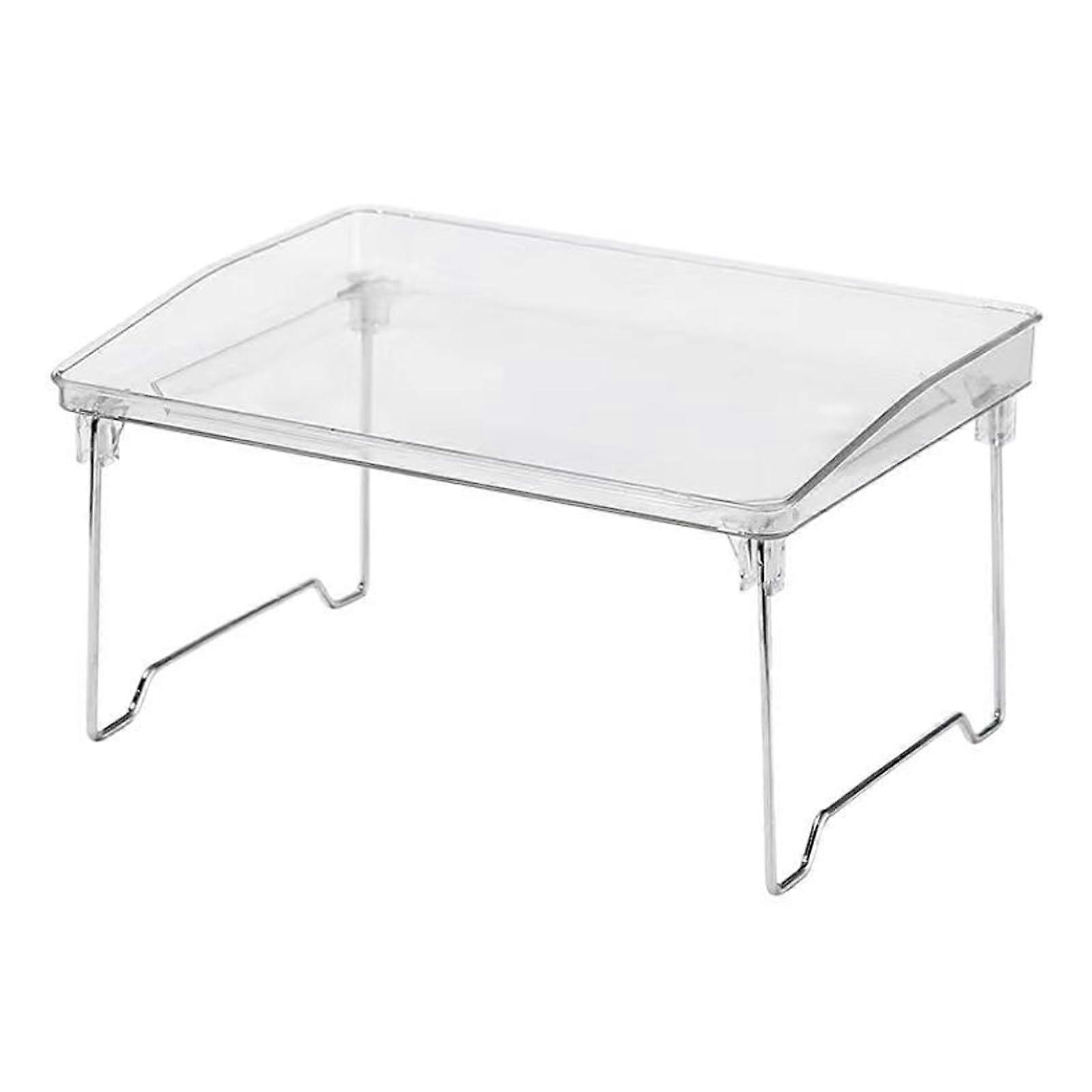 Kitchen Cabinet Organizer Shelf, Stackable TwoTier Pantry Storage Rack with Raised Edges, Clear Plastic