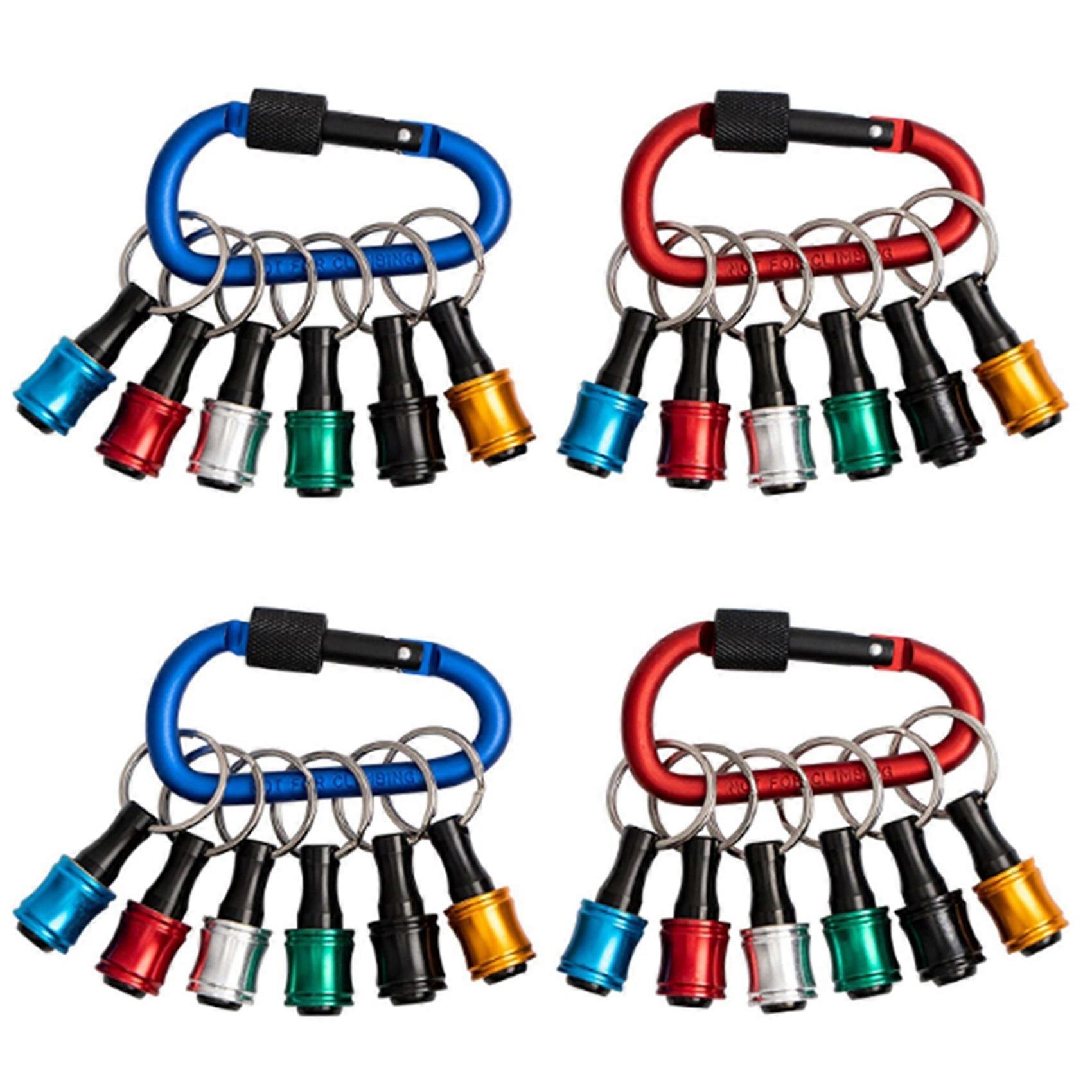 Bit Holder Keychain,4 Sets of 12PCS 1/4 Drill Bit Holder, Easy Release and Quick Change Bit Holder
