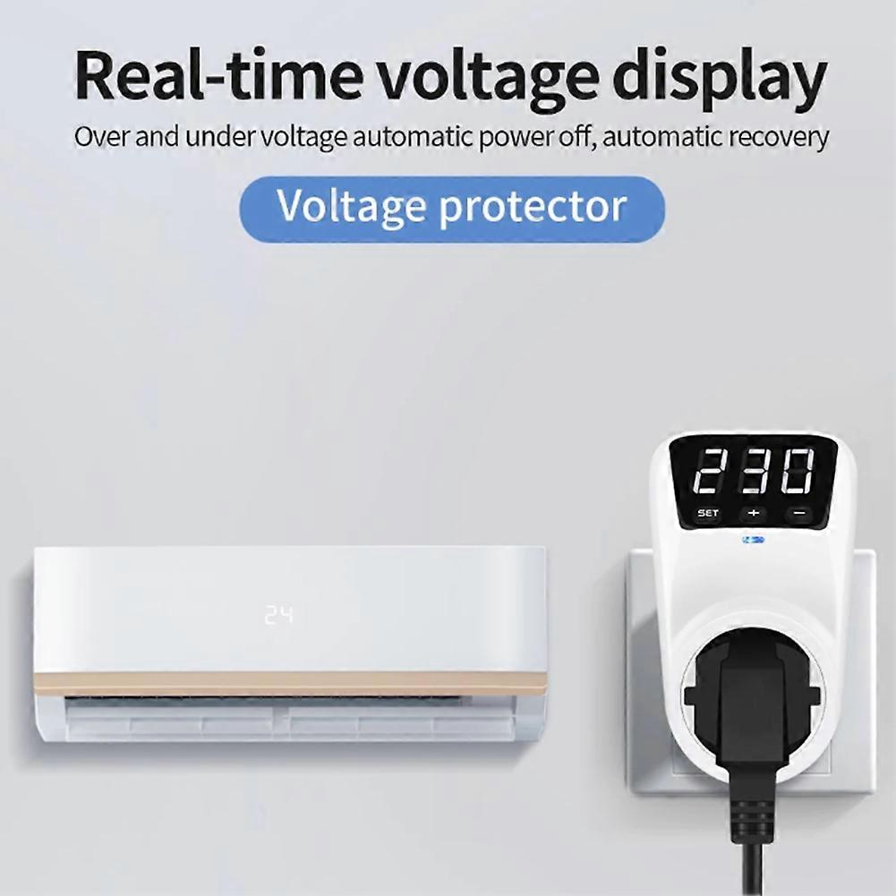 HLP02 Voltage Protector Reset over Under Voltage Protector Socket Digital Display Power Surge Protector US Plug