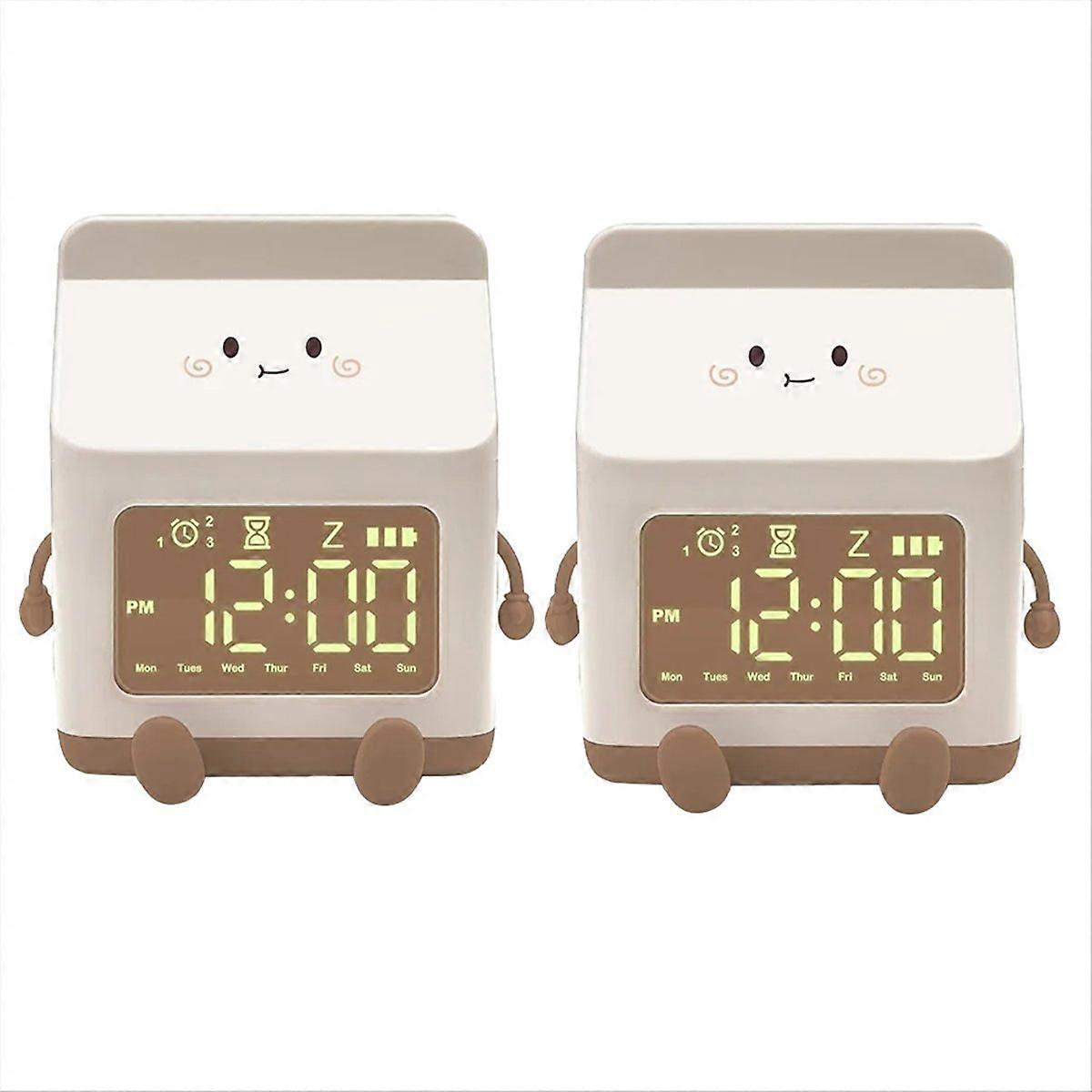 Milk Carton Electronic Alarm Clock Countdown Cute Alarm Clock Brown