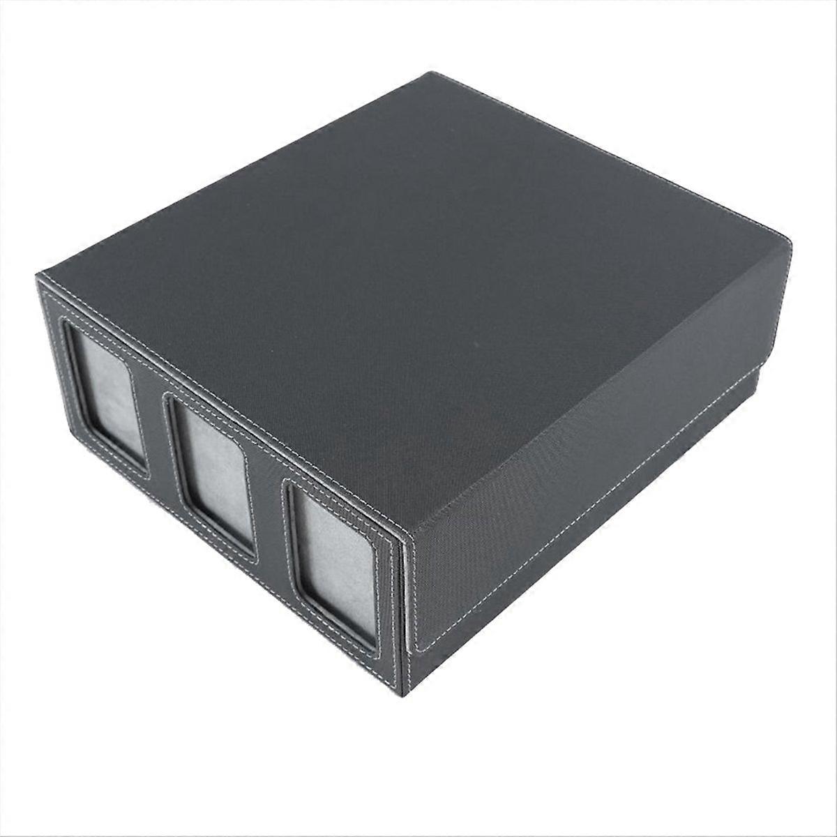 Storage Box For Trading Cards with Viewing Window Magnetic Gray