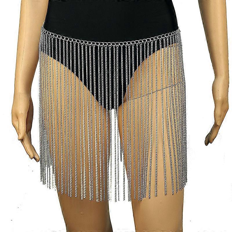 Sexy Women Fringed Body Chain Skirts Carnival Bikini Mini Chain Showgirl Dress Festival Wear