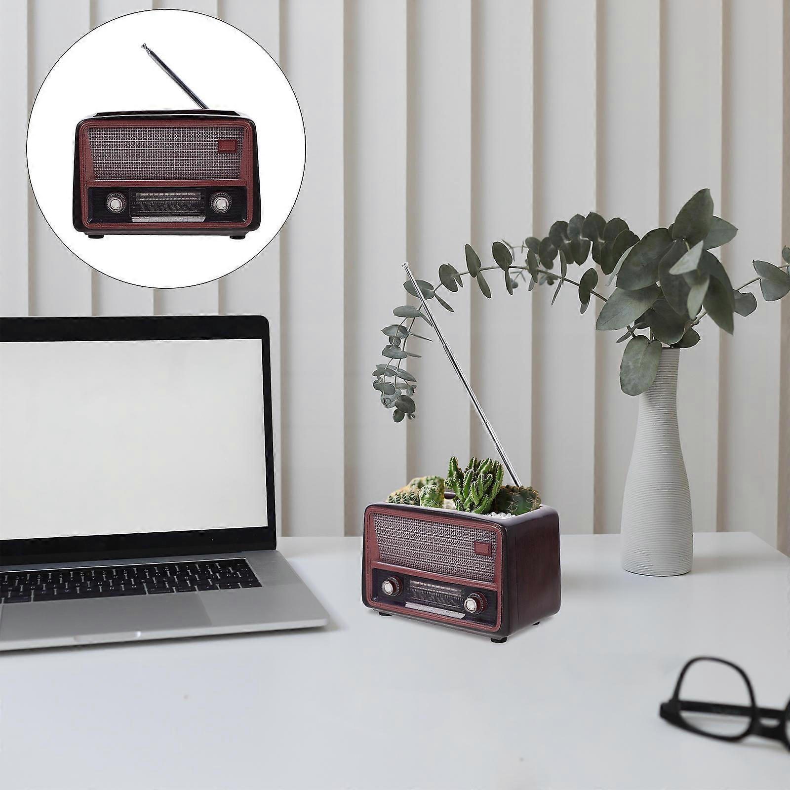 1pc Resin Radio Shape Pot Creative Flowerpot Resin Desktop Planting Container