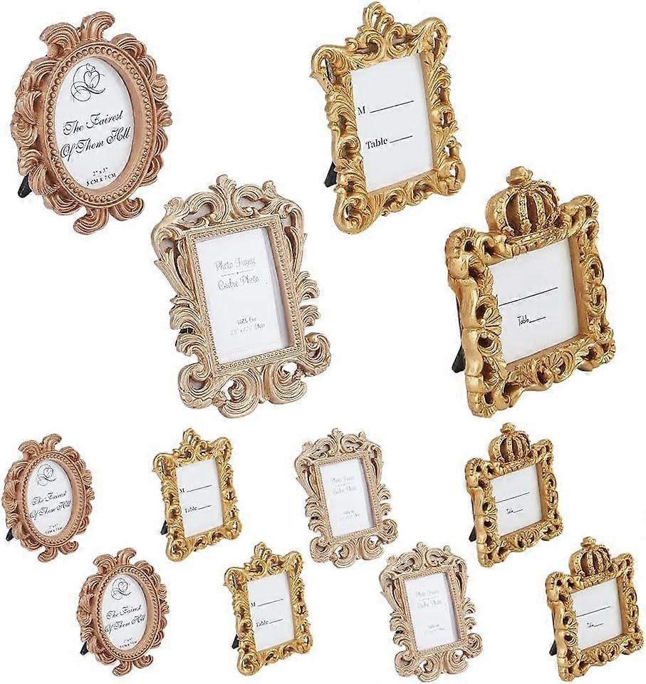 12Pcs 4 Styles Vintage Resin Picture Frame Resin Oval Rectangle Frame Mini Vintage Frame Photo Resins Frames for Photo Home Decoration
