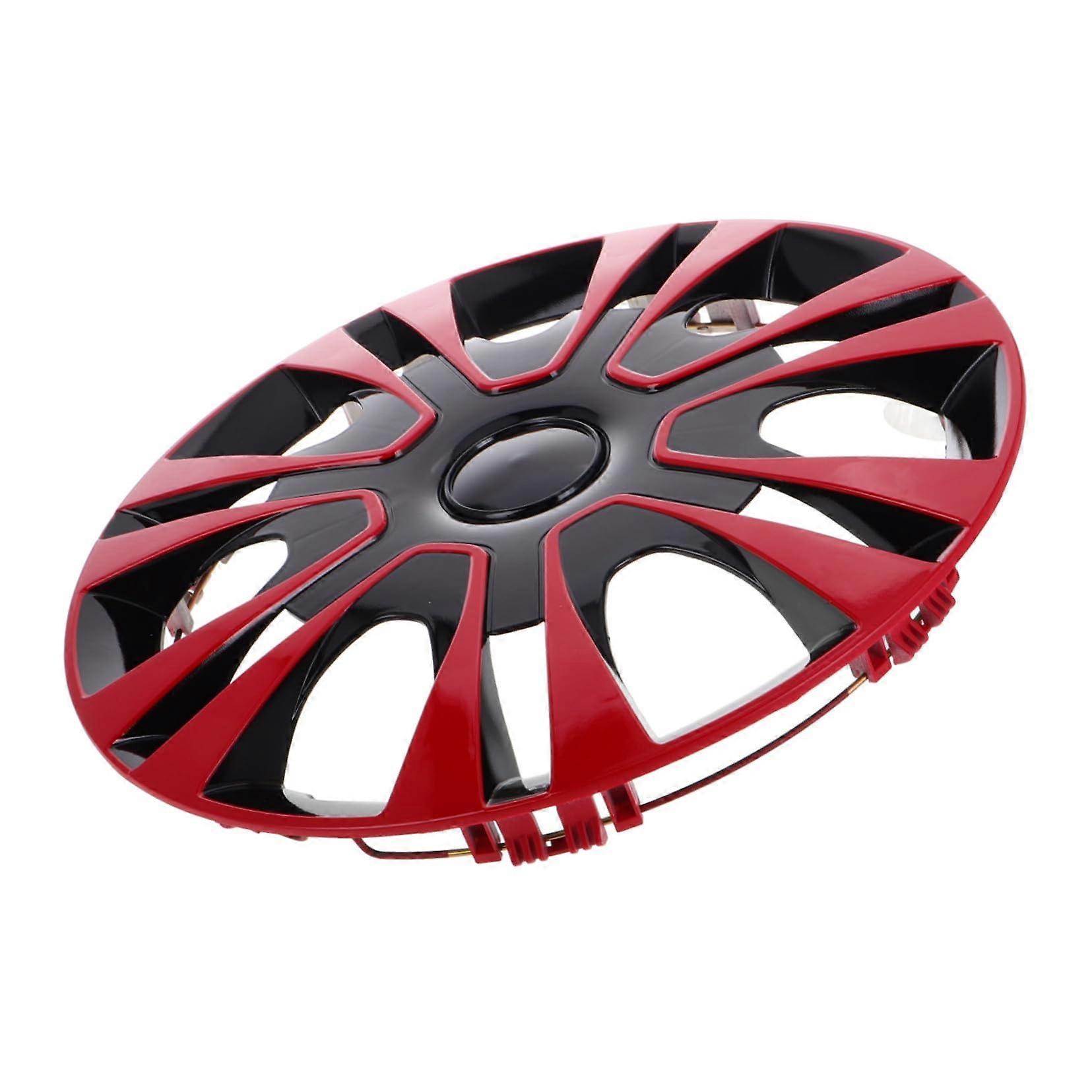 13 Inch Universal Car Wheel Covers Red Hubcaps Stylish Upgrade Durable PP Rim Protection