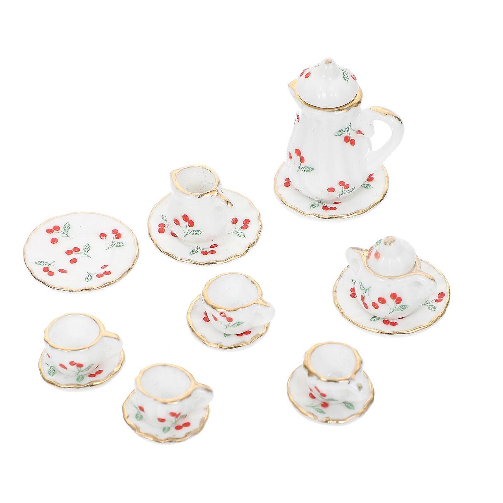 Miniature Tea Cup Set Ceramic Model for Decor 1Set Mini House Accessories
