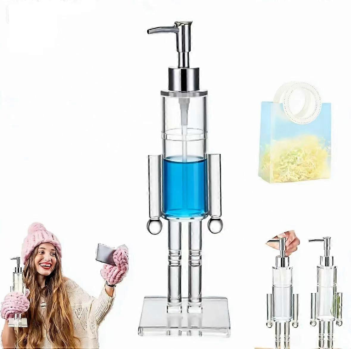 Nutcracker Christmas Soap Dispenser with Clear Durable Acrylic Pump for Festive Bathroom or Kitchen