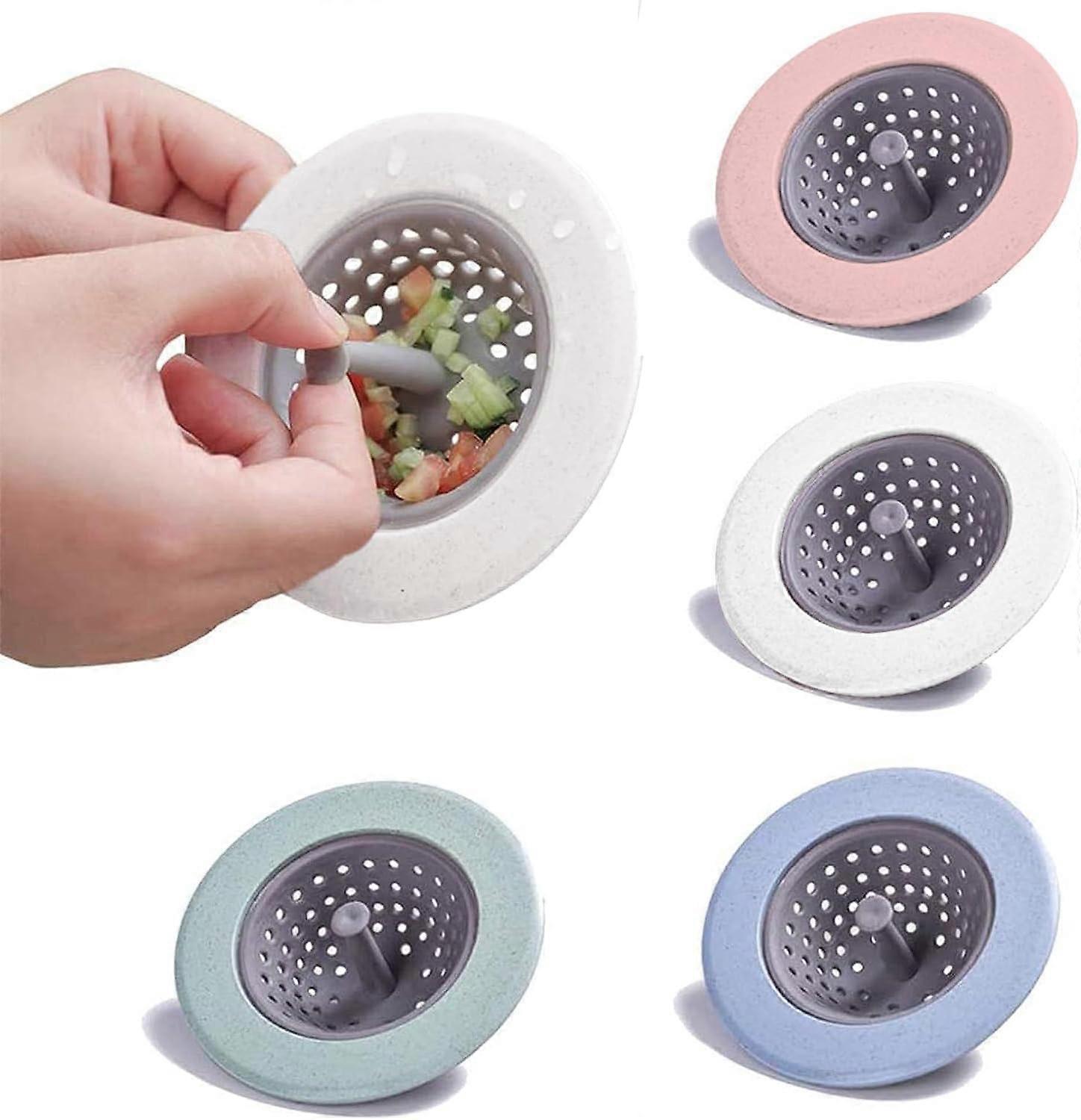 Silicone Mesh Sink Strainers 4Pack, AntiClogging Drain Protector, Fine Mesh Hair Debris Trap For Kitchen And Bathroom