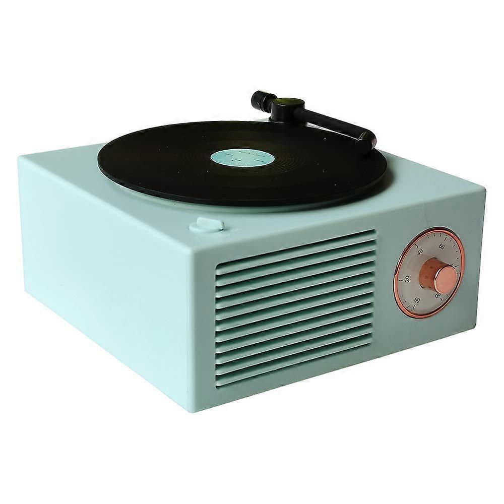 Vintage Vinyl Record Player Style Bluetooth Speaker with Powerful Bass and Long Battery Life Green