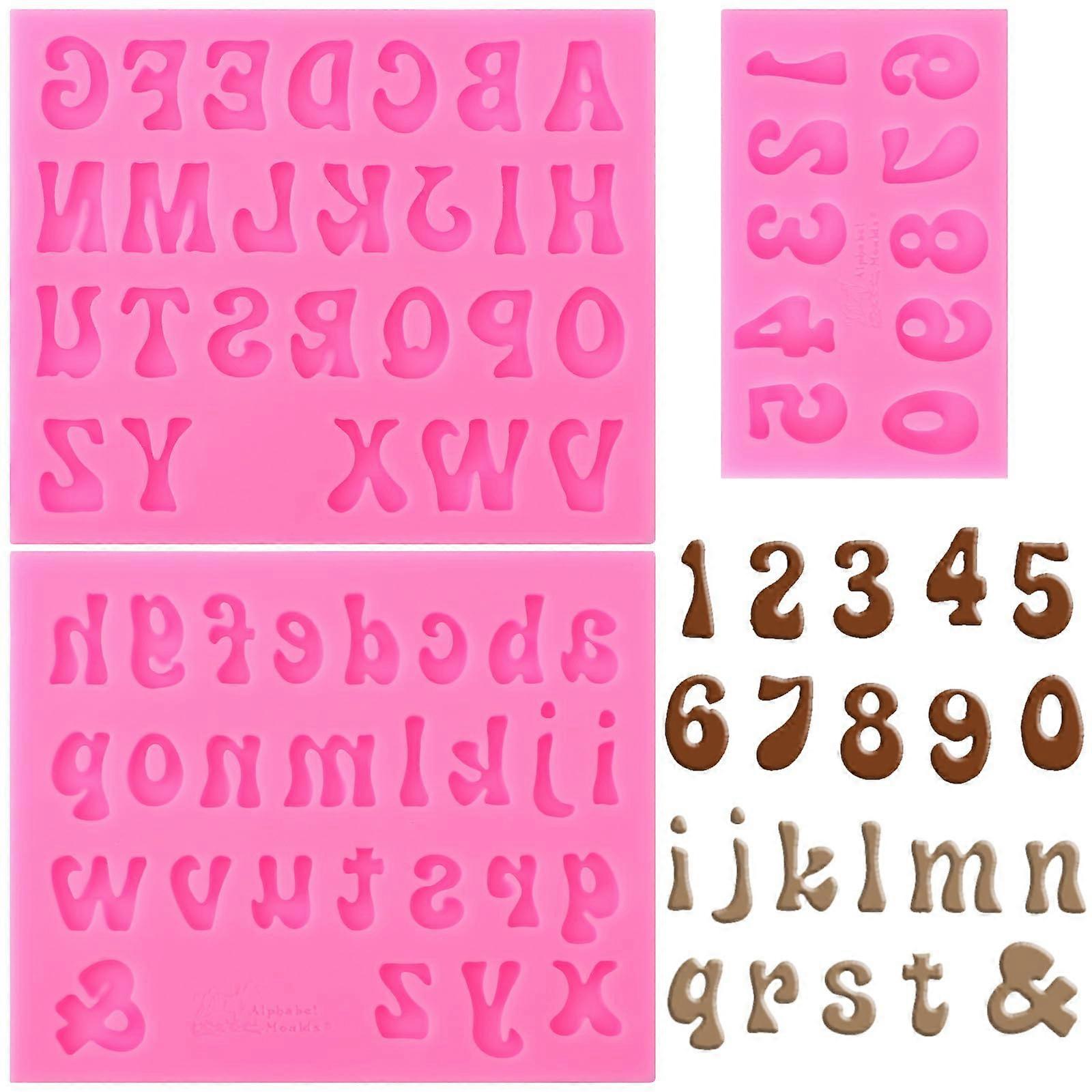Silicone Alphabet and Number Molds 3pcs Set Food Grade for Chocolate Baking and Candy Making