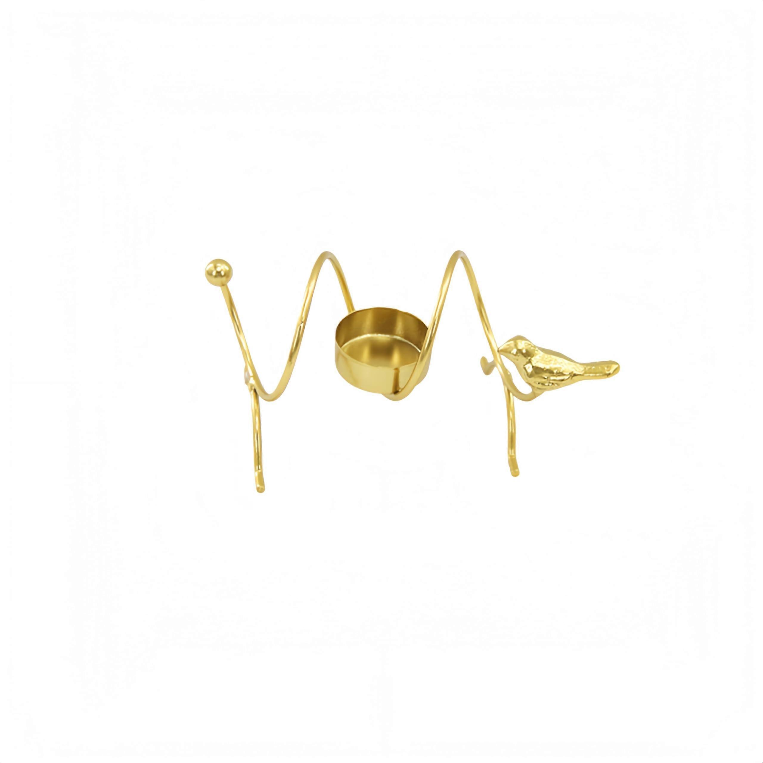 Candlestick Holder with Elegant SShaped Bird Design, Vintage Gold Tea Light Centrepiece for Table Decor