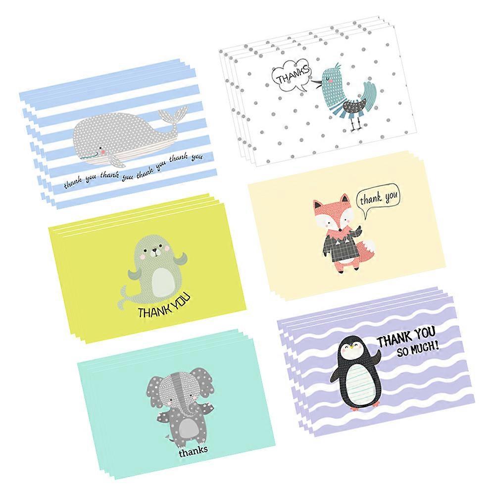 120 Sets Assorted Color Thank You Notes Cards With Envelopes Cartoon Animal Style Suitable For Various Occasions