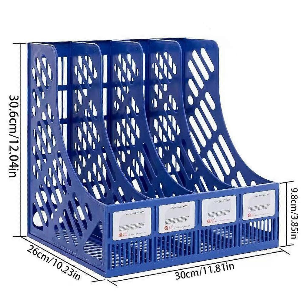 Large capacity 4-column desktop file box, file storage box, document rack multi-layer book stand