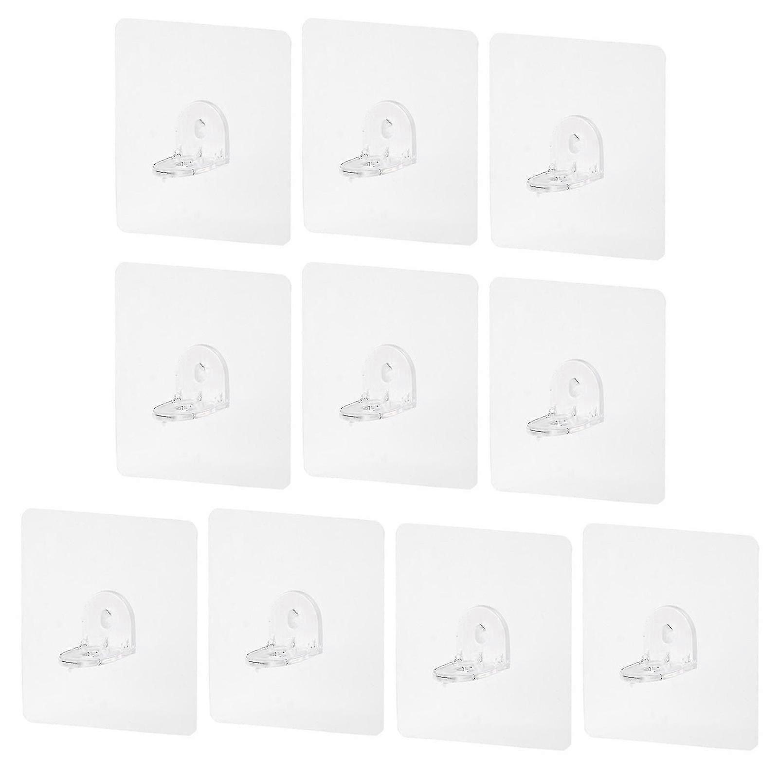 10pcs Fixed Paste Hook Non-perforated Good Load-bearing Plastic Clear Shelf Support Bracket For Closet