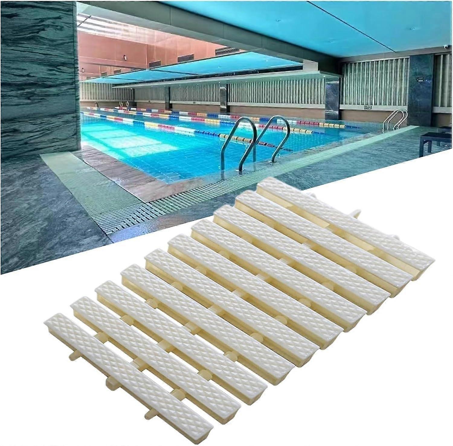 Swimming Pool Drain Grate Non Slip Plastic Grating Cover Beige 7.9in Interlocking 10pcs