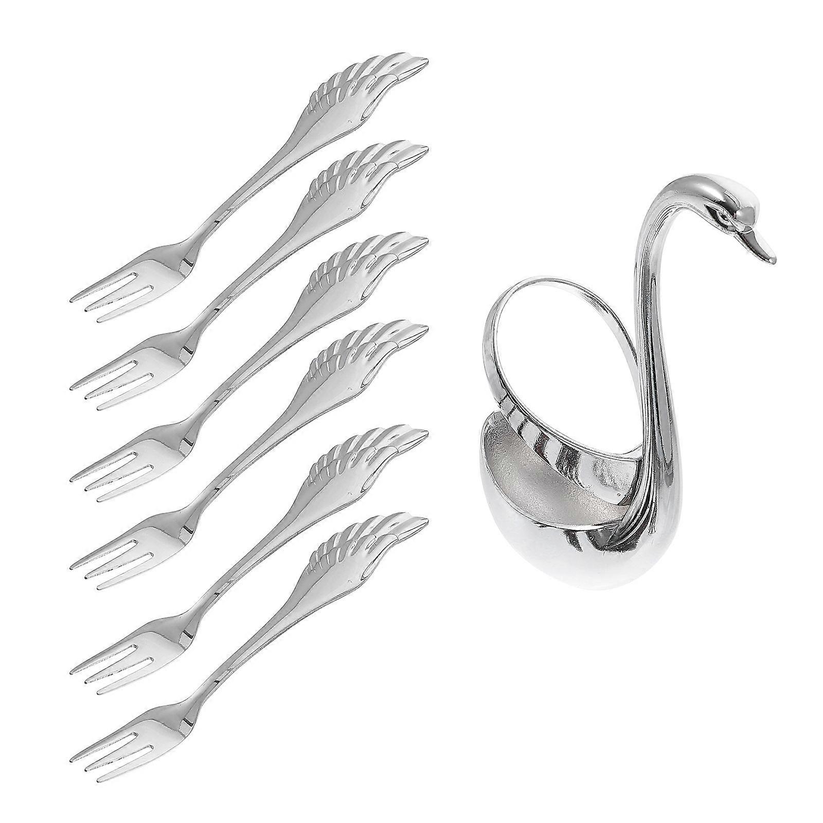 Creative Dinnerware Set Featuring Swan Base Holder with 6 Forks