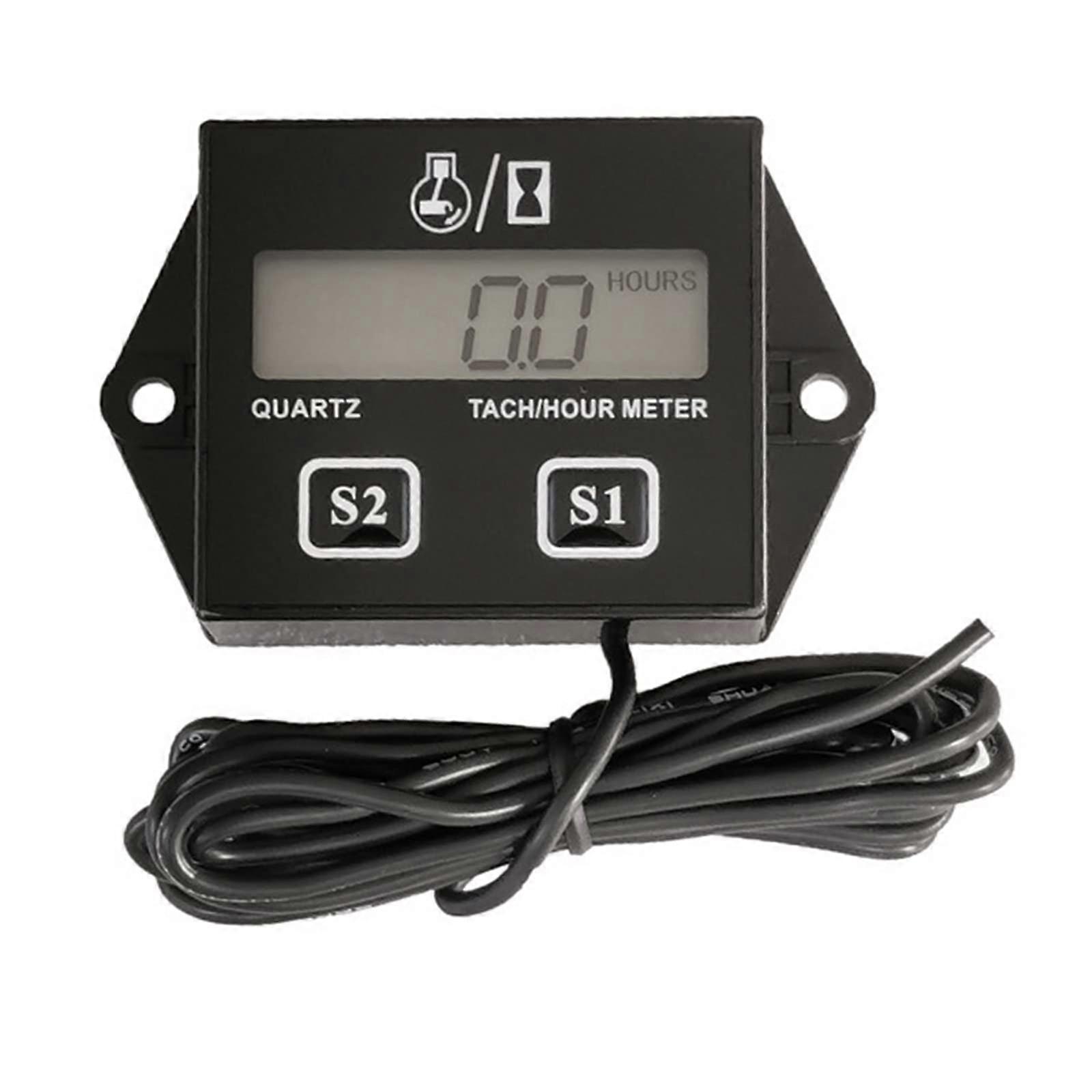 Waterproof Digital Hour Meter Engine Tachometer LCD Display for Motorcycle Boat 2/4 Stroke