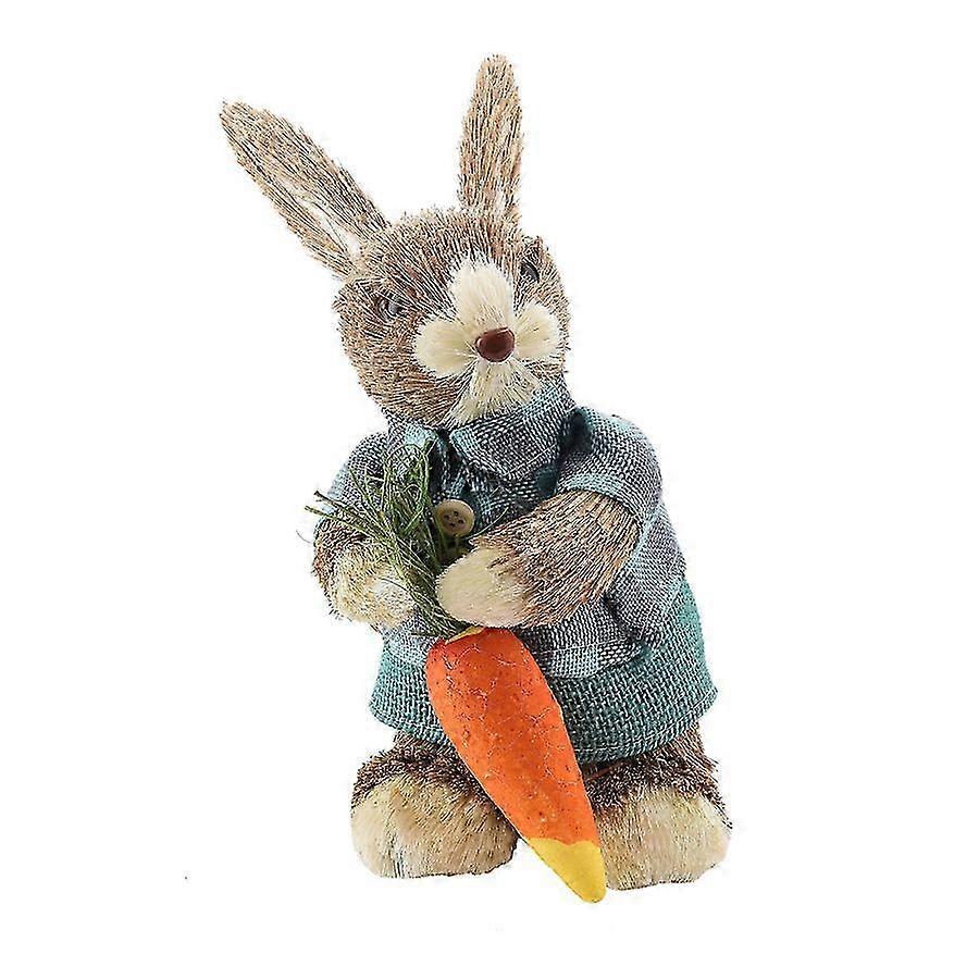 26-27 Handmade Straw Rabbit Bunny with Flowers for Easter Decorations