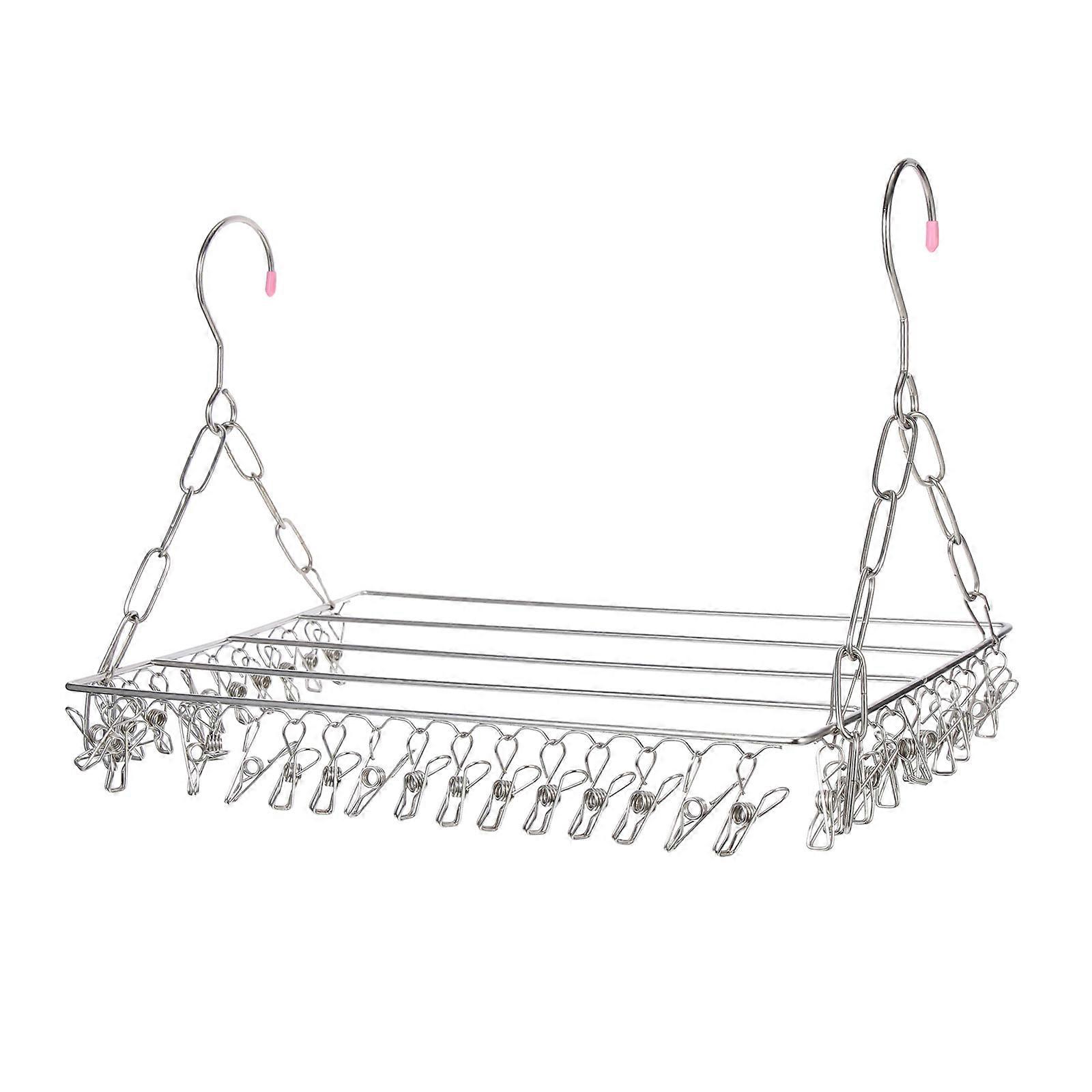 Stainless Steel Sock Drying Rack for Windproof Use with 36 Clips