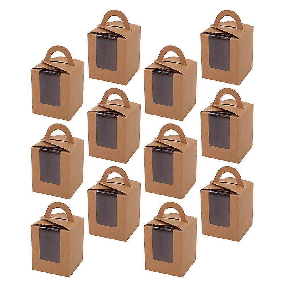 Dessert Packaging Boxes Light Brown Cardboard for Storage 24Pcs Set