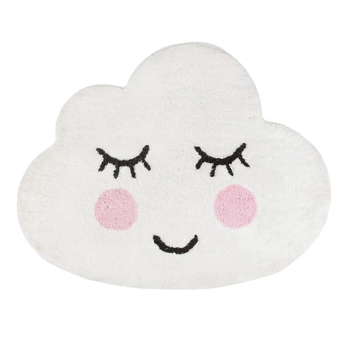 White Cloud Rug with Durable Construction, Easy to Clean and Soft Smiling Cloud Design
