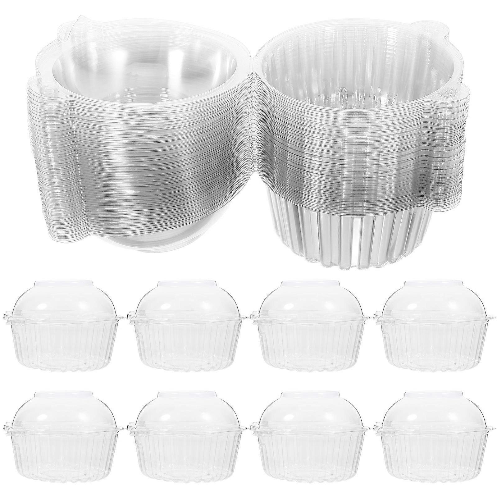 Clear PET Cupcake Boxes for Storage Use Durable and Strong Foodgrade Containers with Lids 50 Pieces