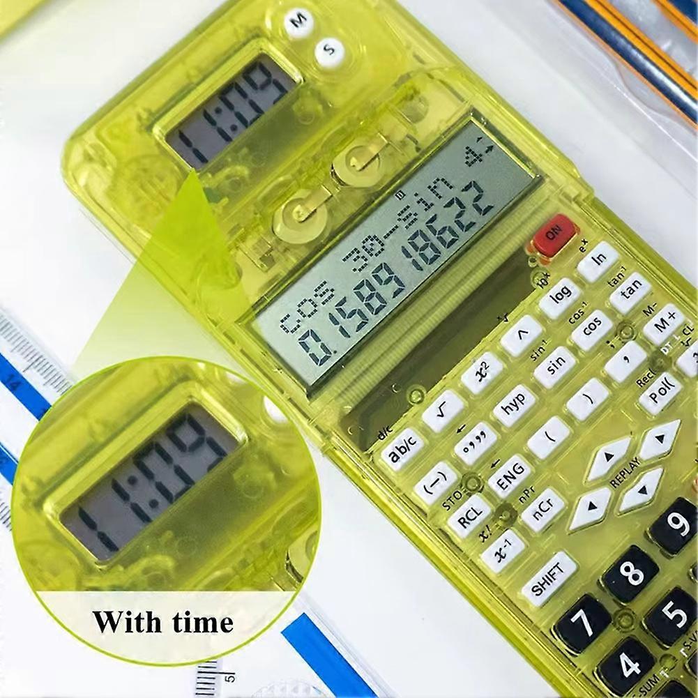 Luxmoc Multi-Function Scientific Calculator Transparent Pencil Case Time Display Scientific Function Calculator Blue