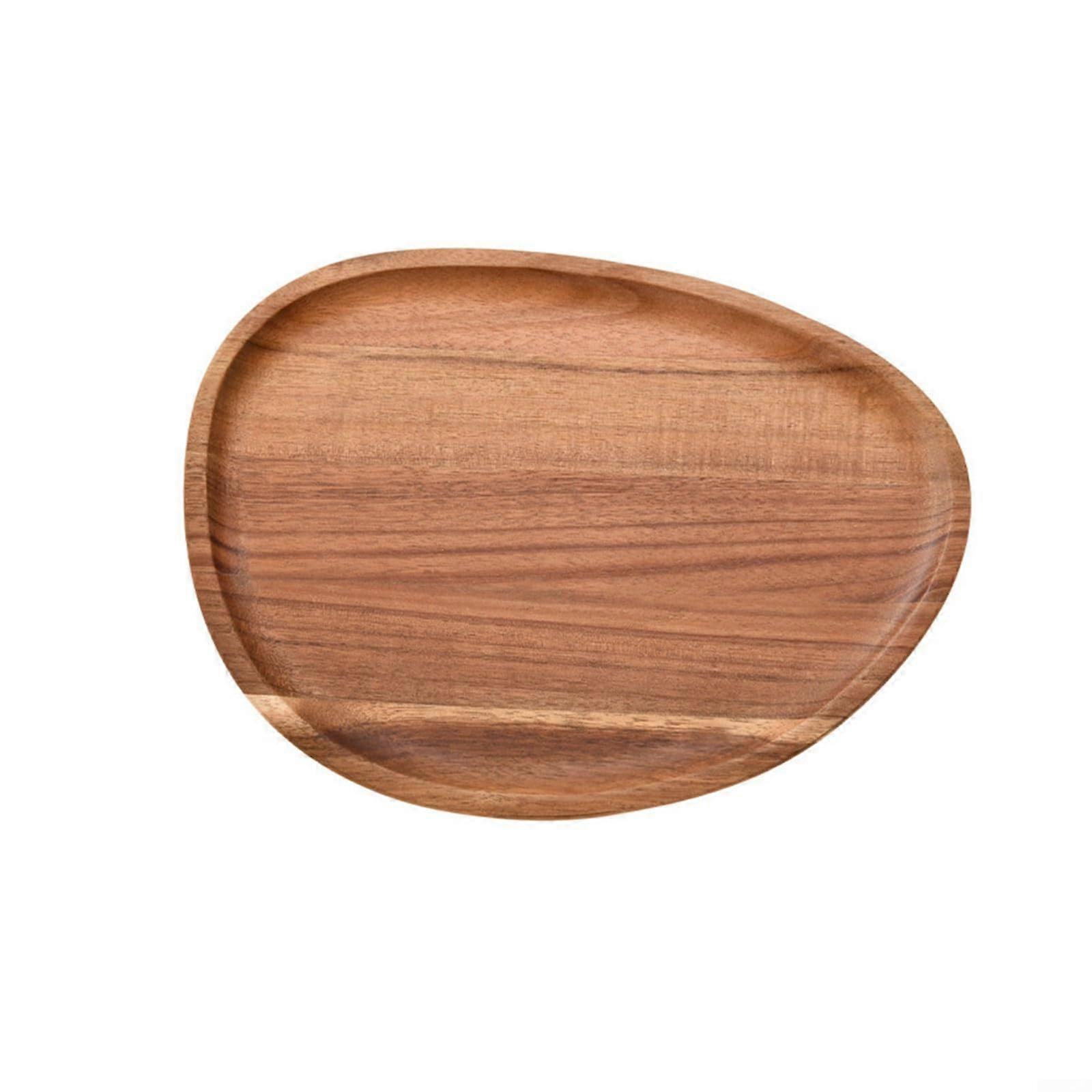 Wooden Serving Tray Oval Solid Wood Platter for Fruit Dessert Snack Dim Sum 20x28