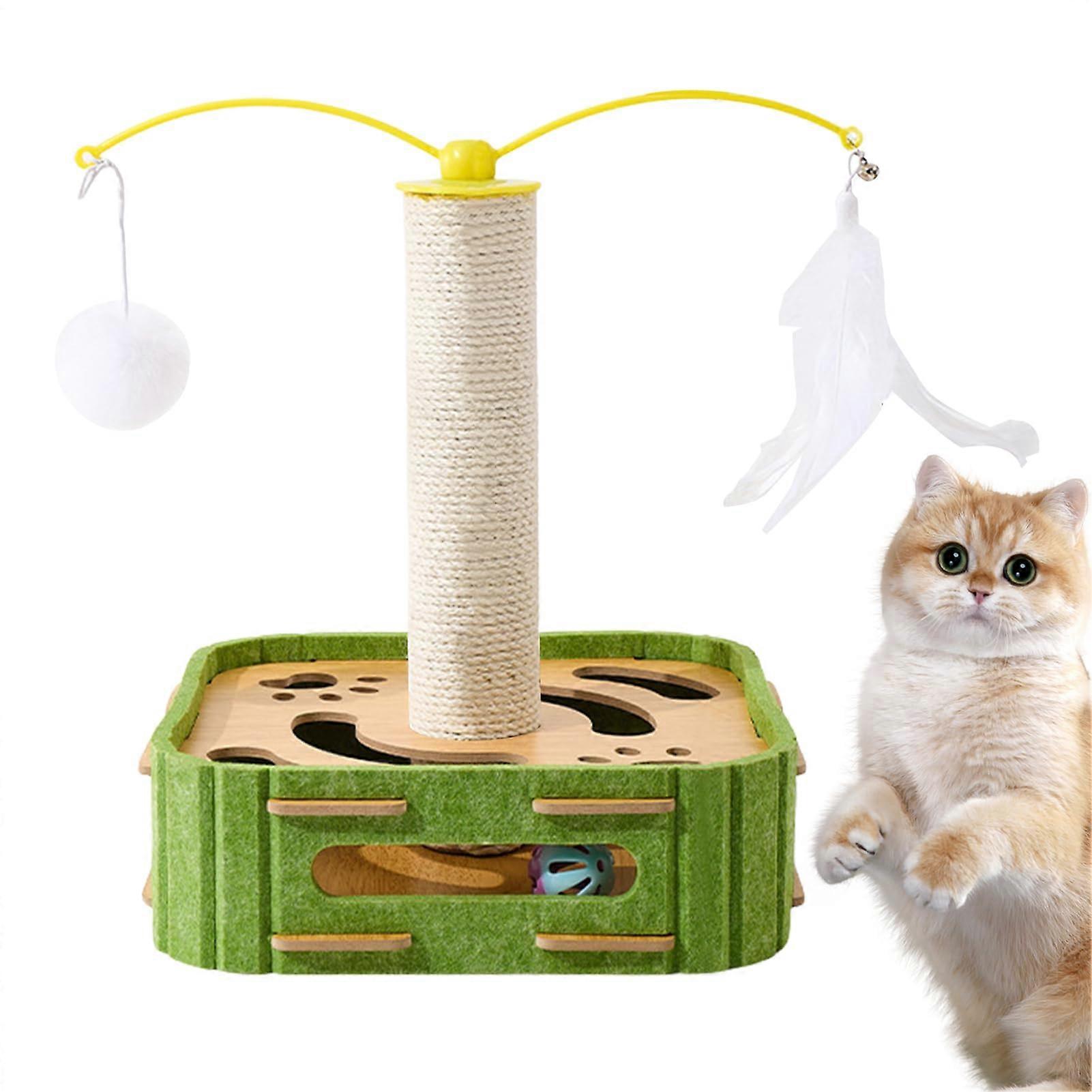 Interactive Cat Scratching Post with BuiltIn Ball Track and Durable Sisal for Indoor Cats