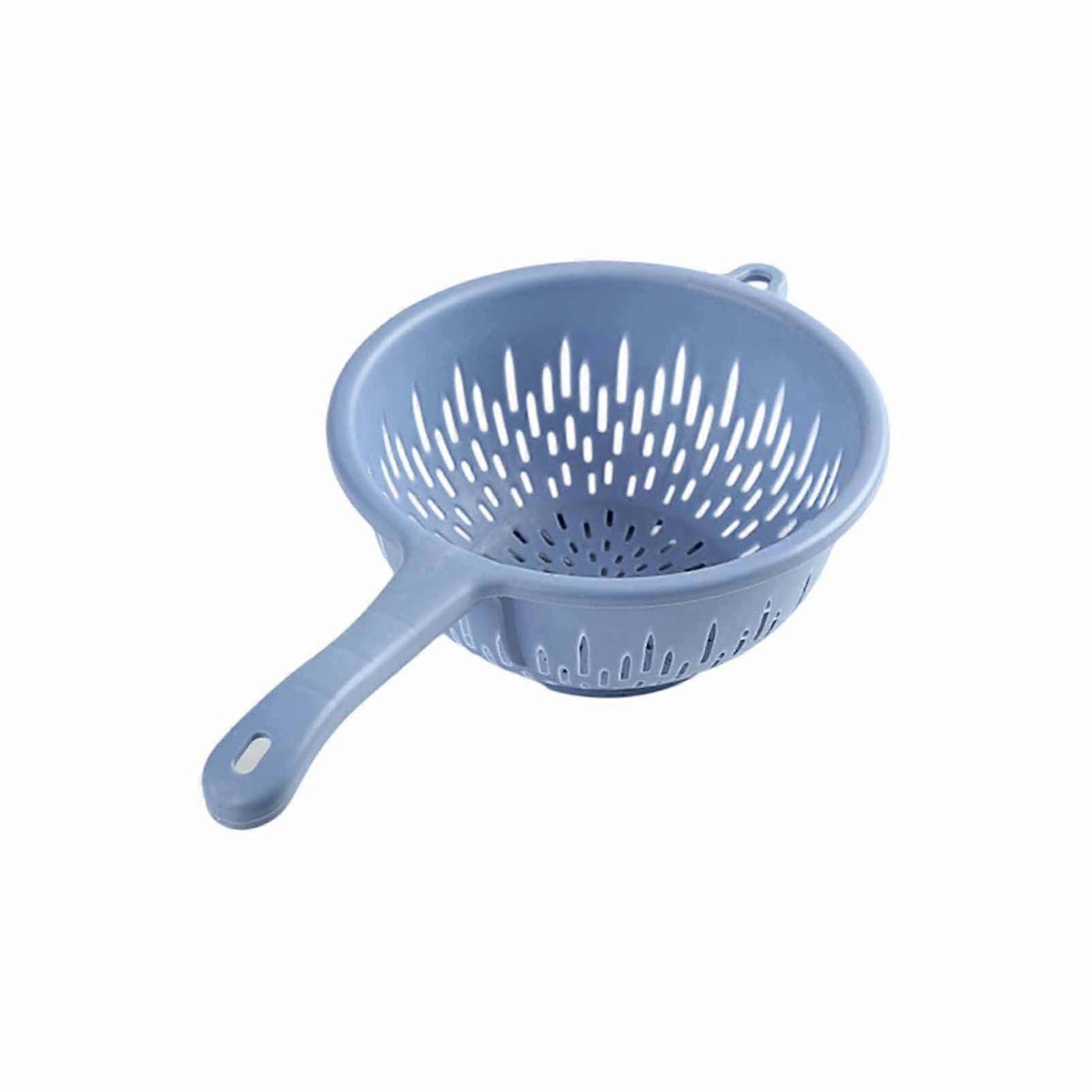 Collapsible Plastic Colander with Handle for Fruit and Vegetables, SpaceSaving Strainer Blue