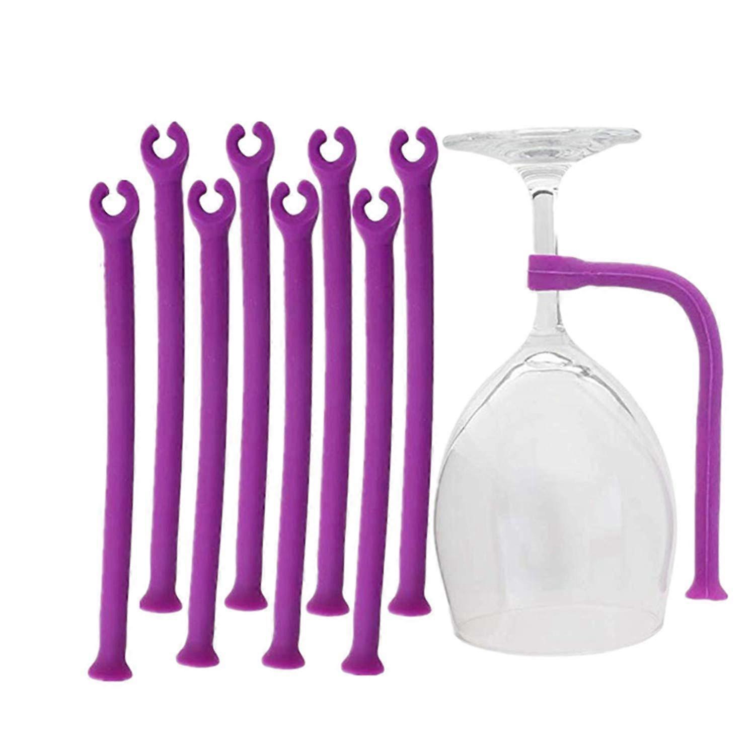 8 Pack Silicone Wine Glass Holder for Dishwasher with Adjustable Stemware Protector, Purple