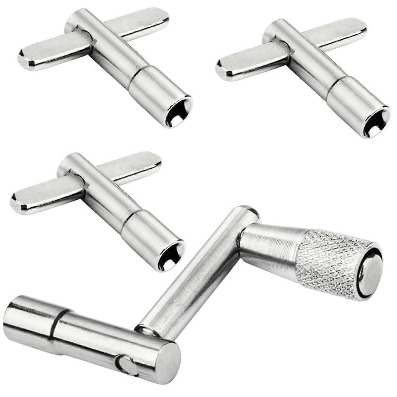 4 Pack Chrome Drum Tuning Key Set with Ergonomic Grip for Precise Snare and Tom Adjustment