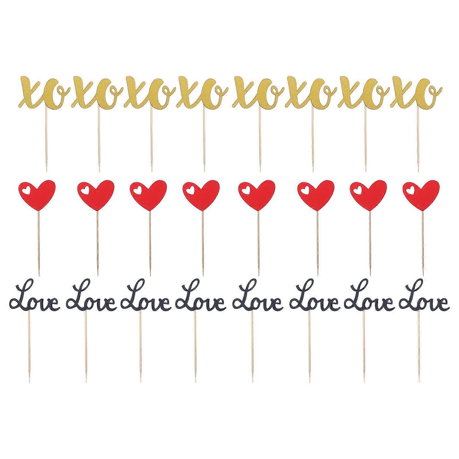 24pcs Valentine's Day Topper Cake Dessert Inserts Romantic Cake Decorations