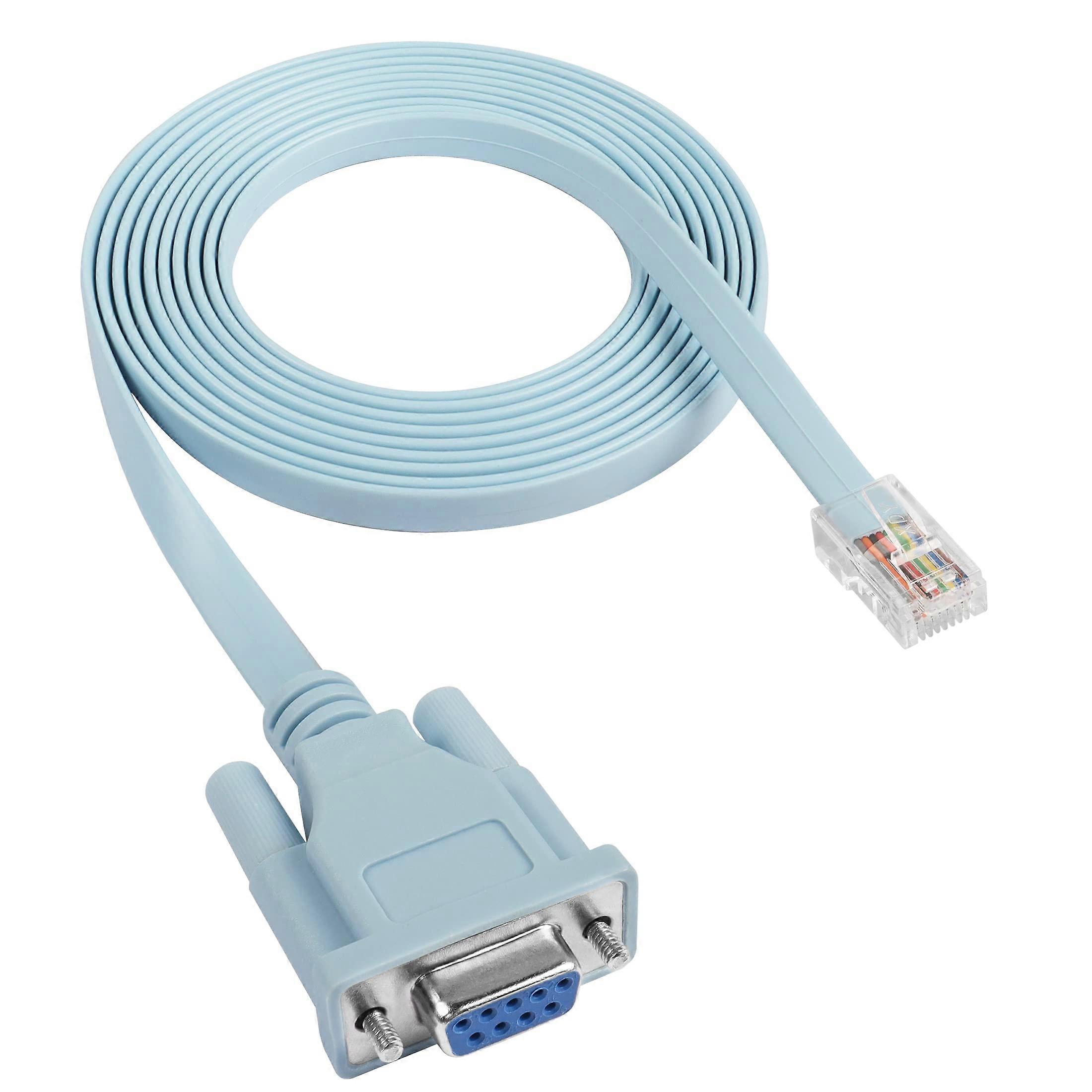 Console Cable DB9 Female to RJ45 RS232 Serial, 3m Flat Tangle for Cisco Router Switch Blue
